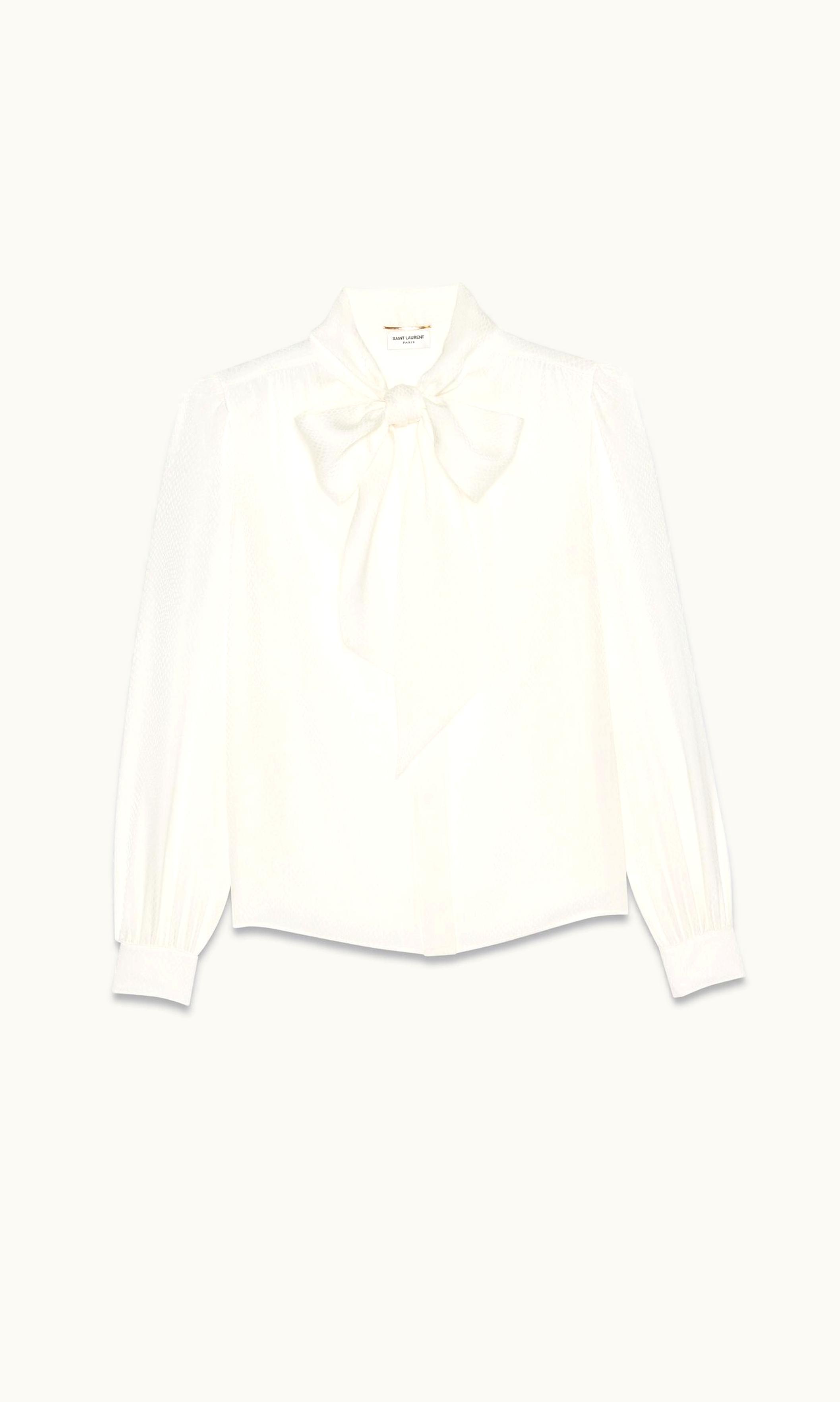 Saint Laurent Lavallière-Neck Blouse In Matte And Shiny Animal-Print Silk