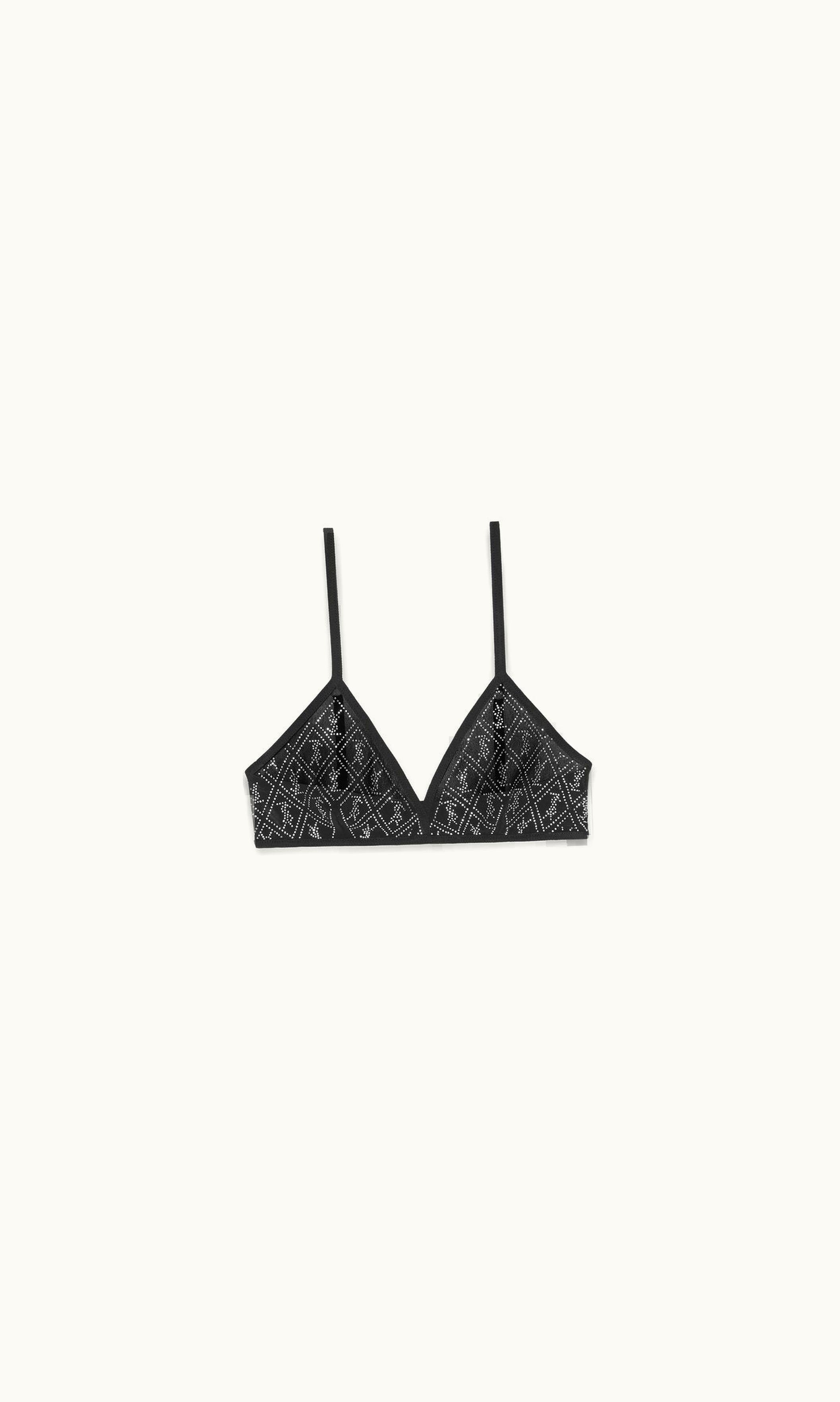 Saint Laurent Cassandre Bra In Tulle Jersey And Rhinestones UZ0157525
