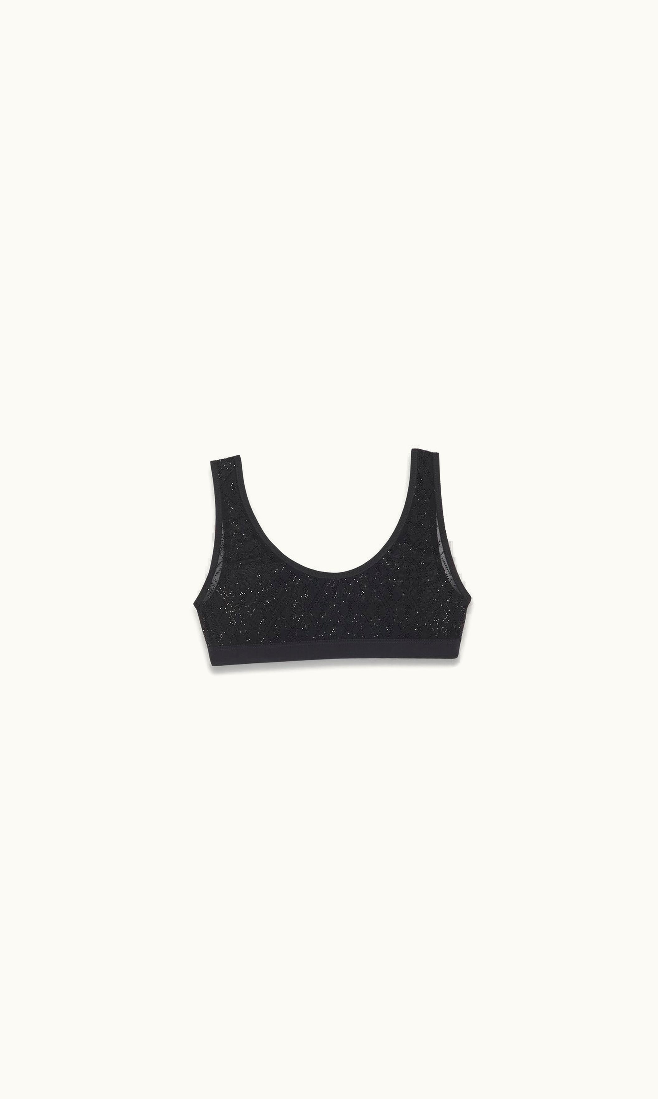 Saint Laurent Saint Laurent Cassandre Bralette In Tulle Jersey And Rhinestones