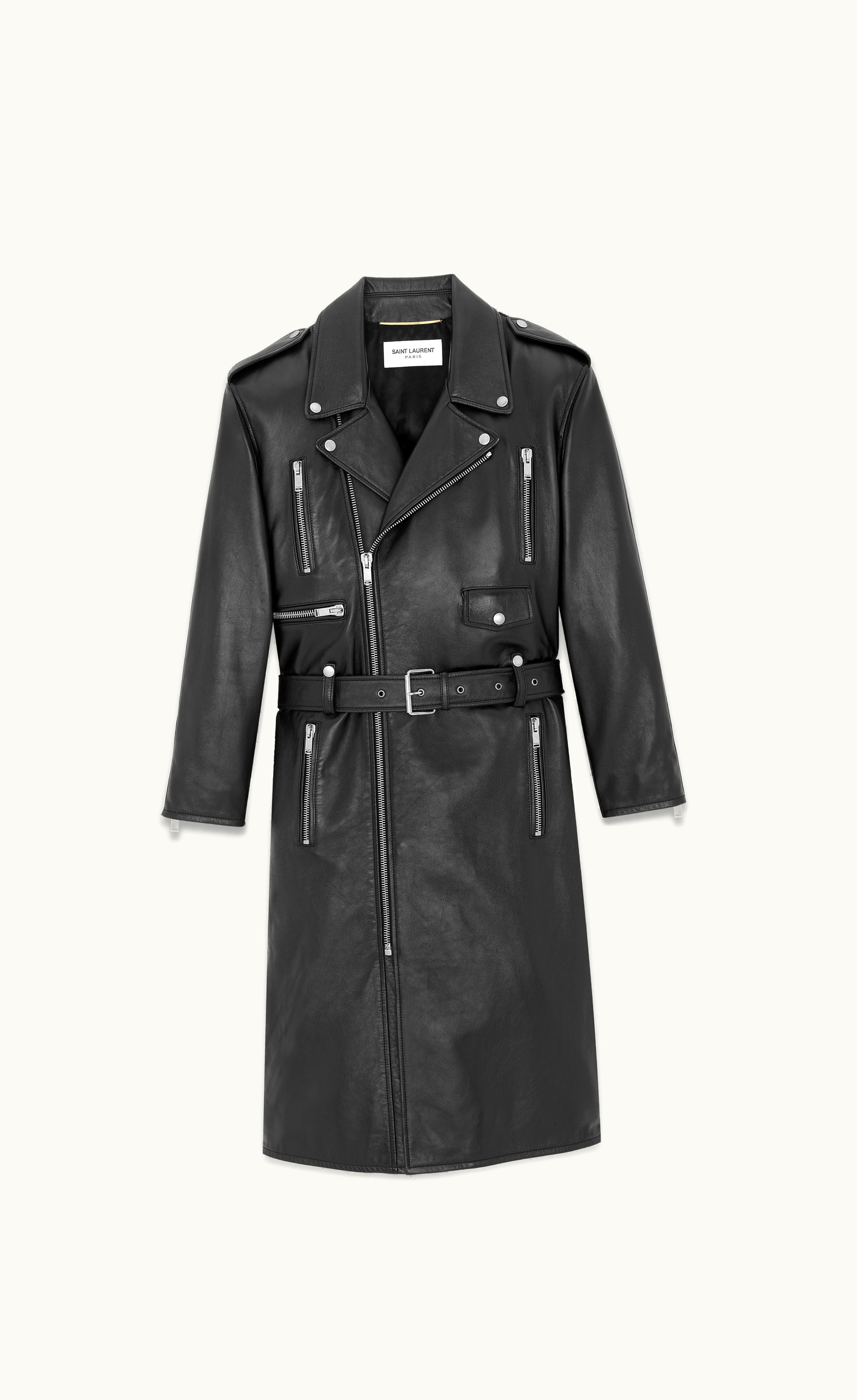 Saint Laurent Saint Laurent Long Motorcycle Jacket In Drummed Lambskin