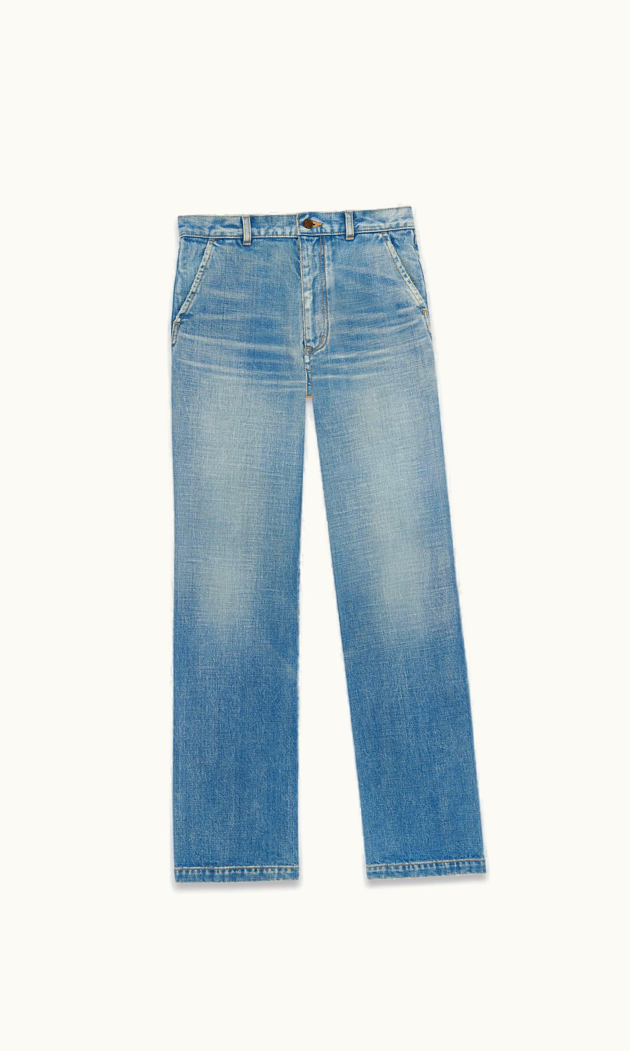 Saint Laurent Saint Laurent Jane Jeans In 70S Serge Blue Denim