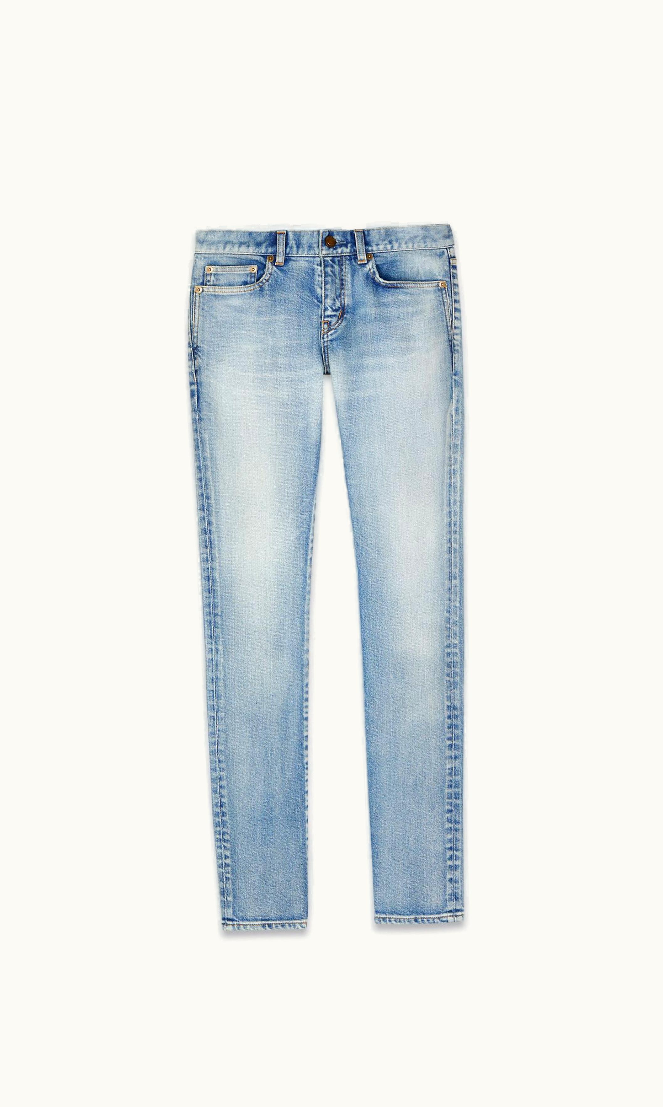Saint Laurent Saint Laurent Skinny-Fit Jeans In 80's Vintage Blue Stretch Denim