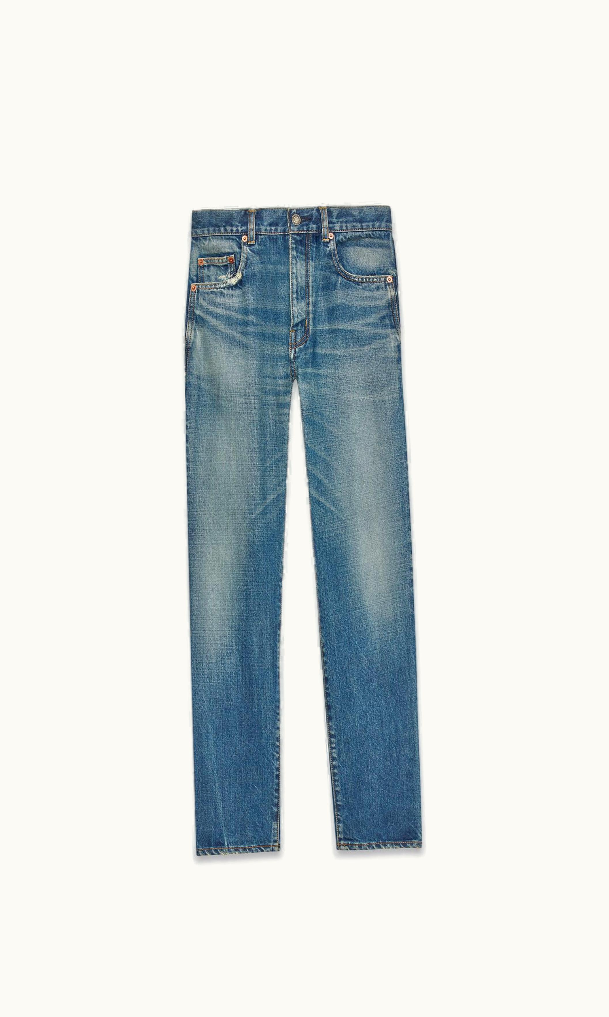 Saint Laurent Saint Laurent Straight Jeans In Vintage Blue Denim