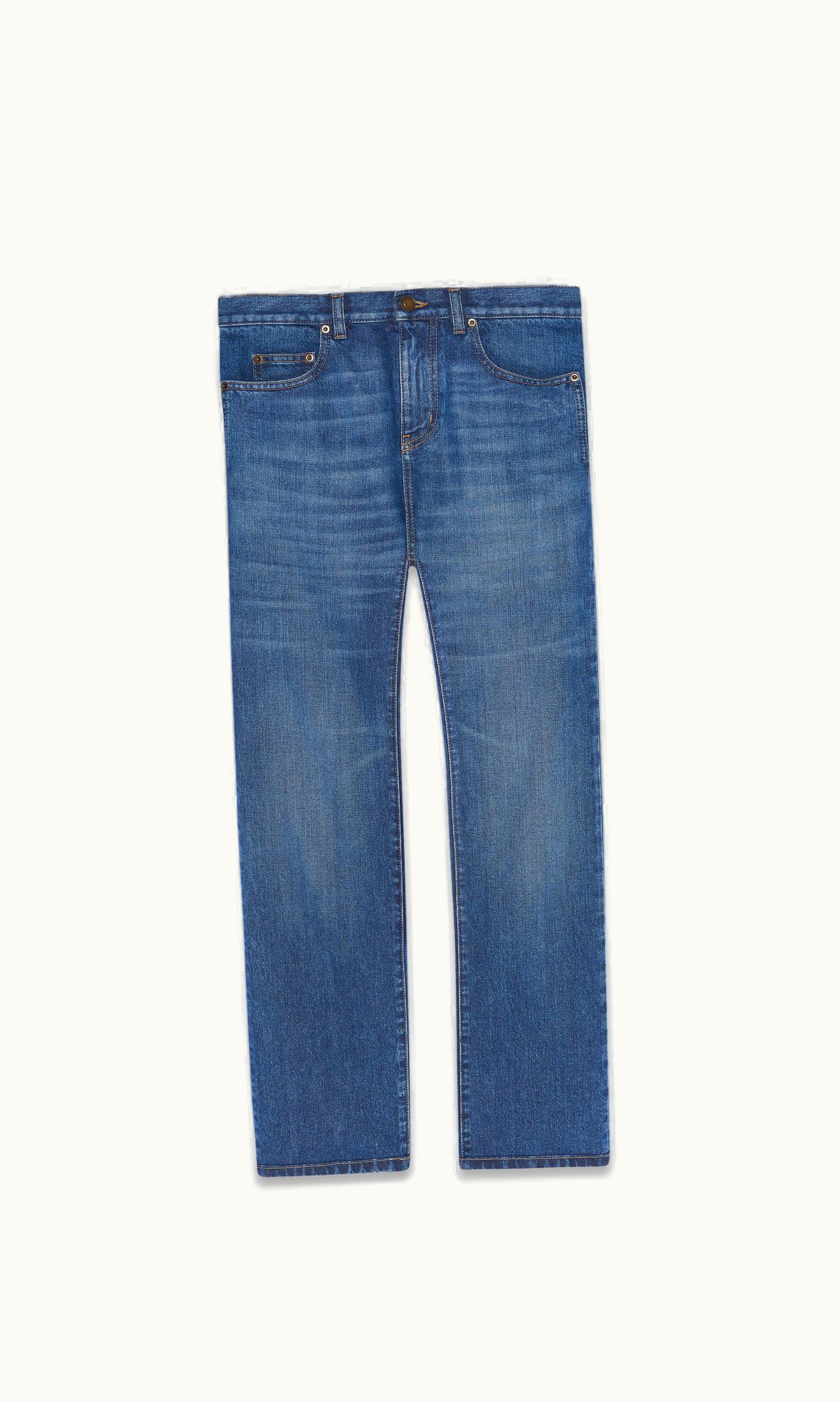 Saint Laurent Saint Laurent Authentic Straight Jeans In Blue Ink Wash Denim