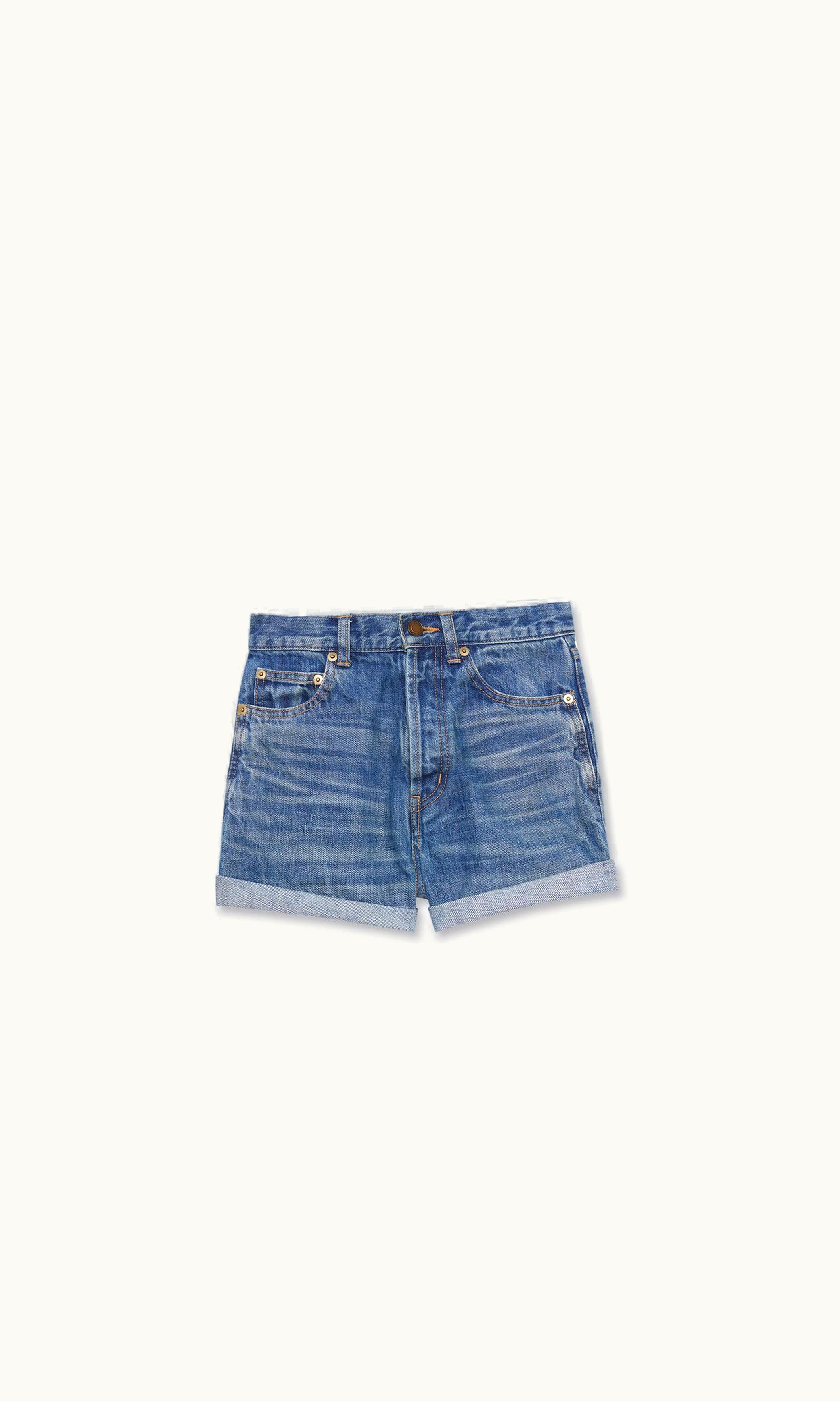Saint Laurent Saint Laurent Slim-Fit Shorts In Authentic Dark Blue Denim