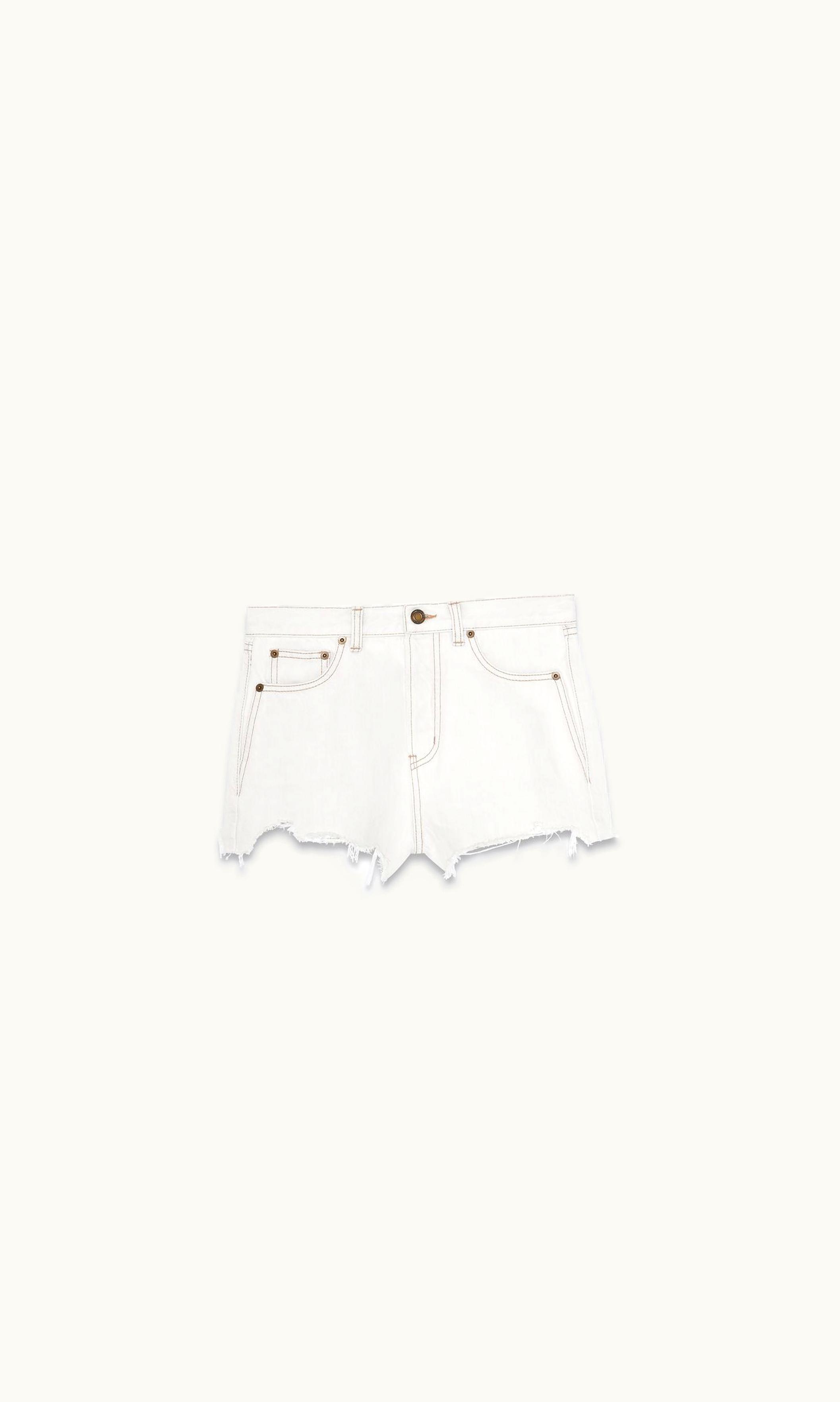 Saint Laurent Saint Laurent Raw-Edge Shorts In Gray Off-White Denim