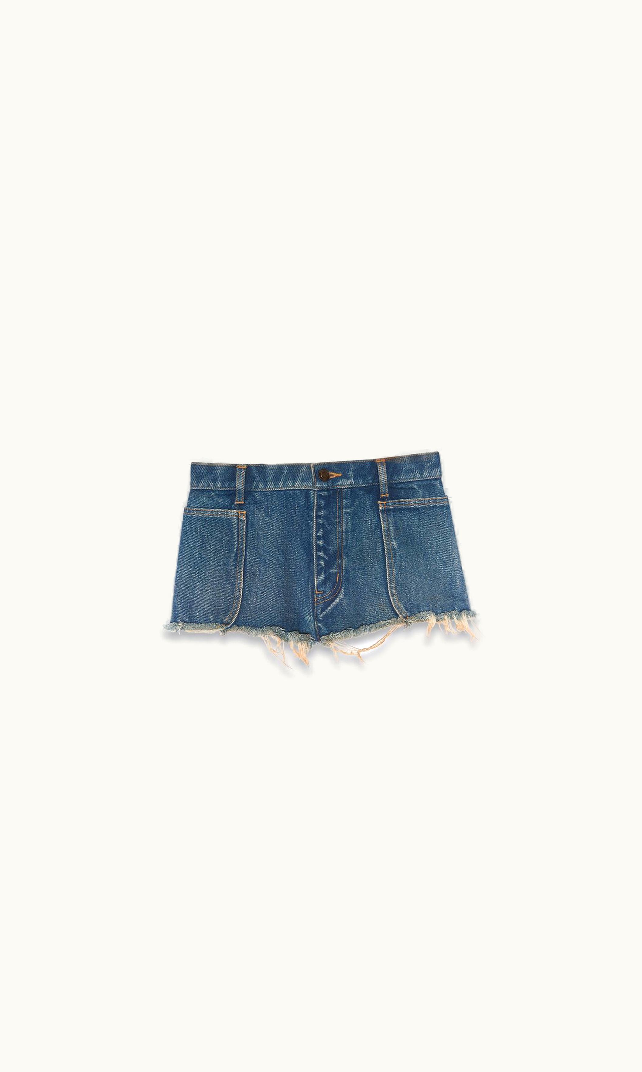 Saint Laurent Saint Laurent Raw-Edge Shorts In Indigo Sky Blue Denim
