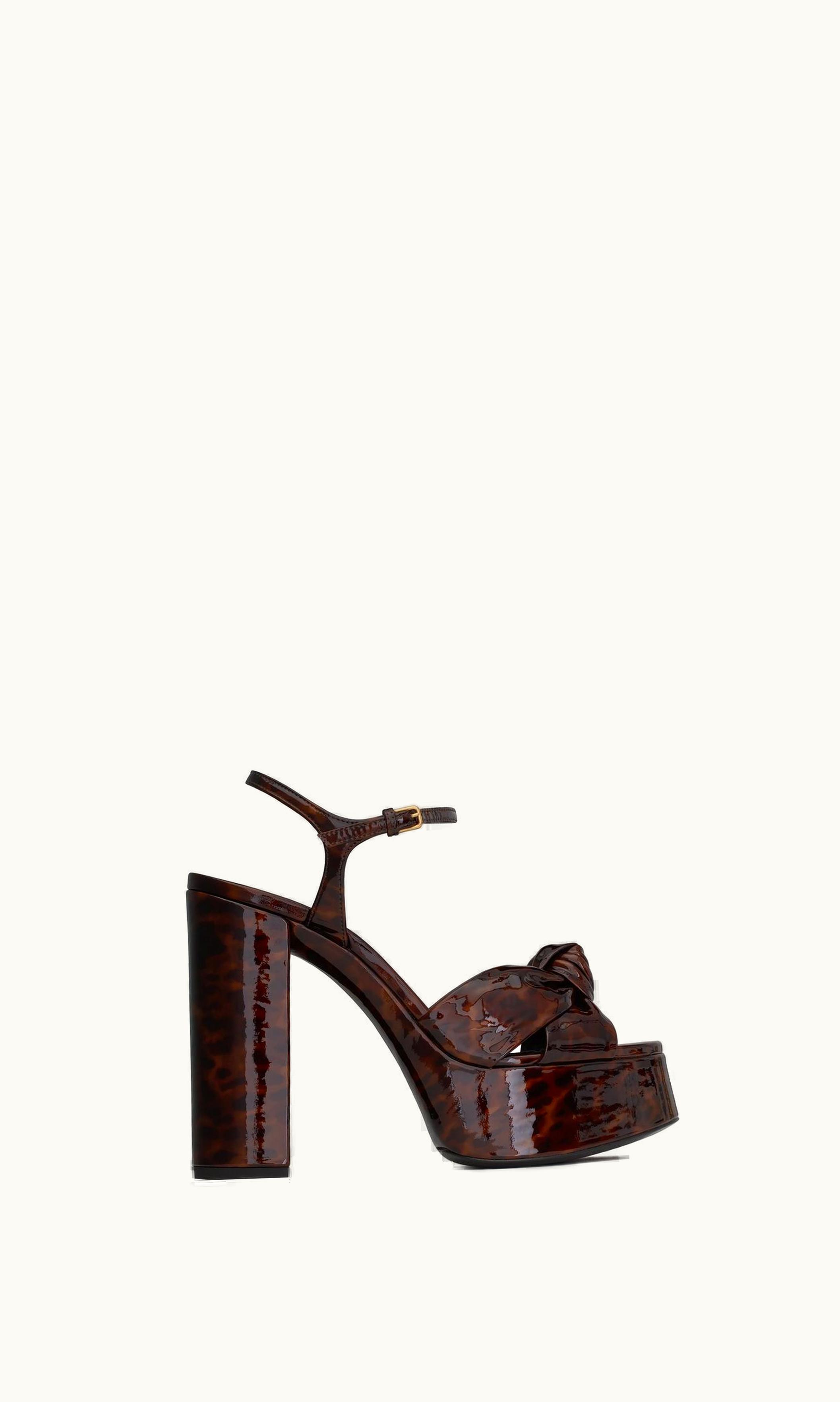 Saint Laurent Saint Laurent Bianca Platform Sandals In Tortoiseshell Patent Leather
