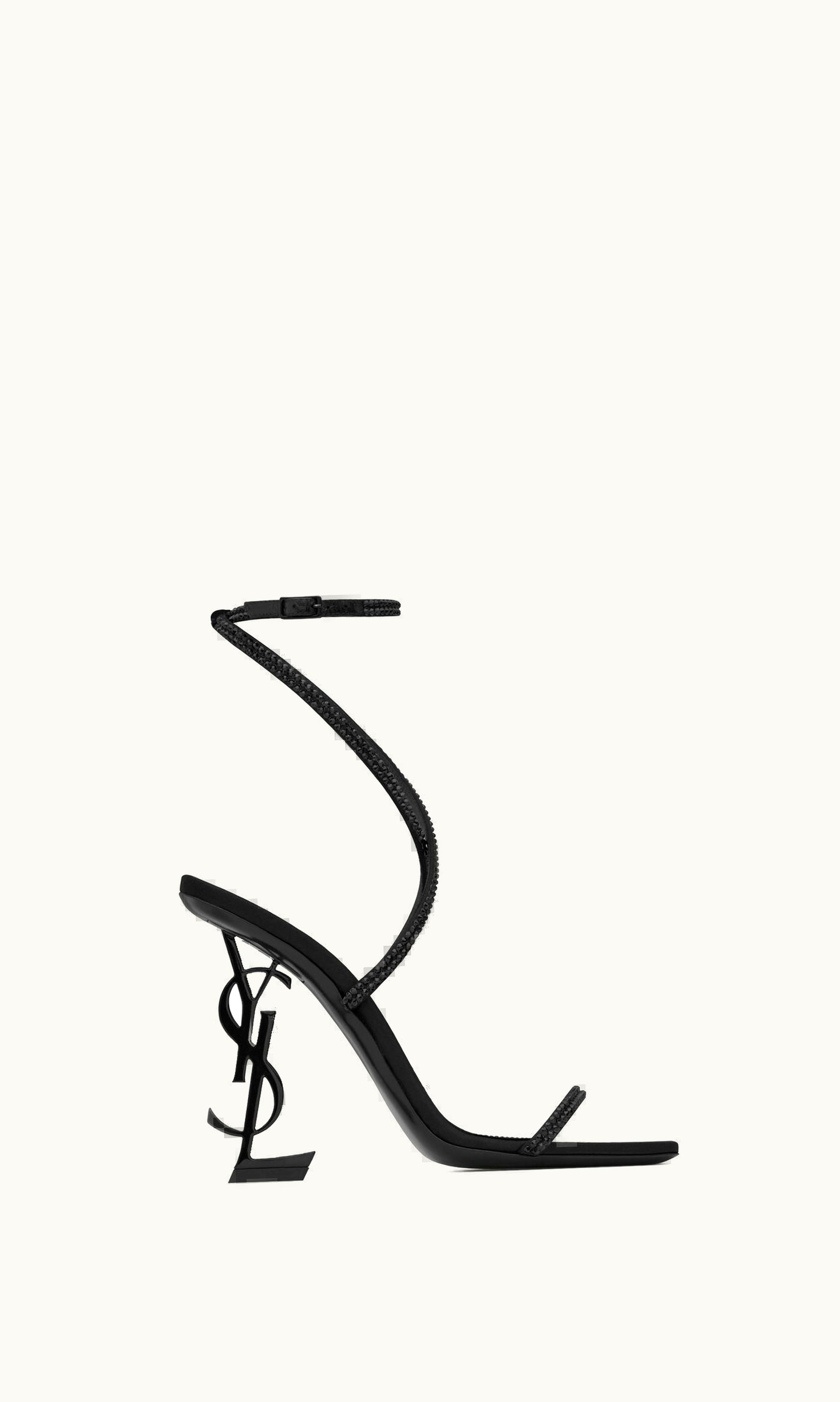 Saint Laurent Saint Laurent Opyum Sandals In Crepe Satin And Rhinestones