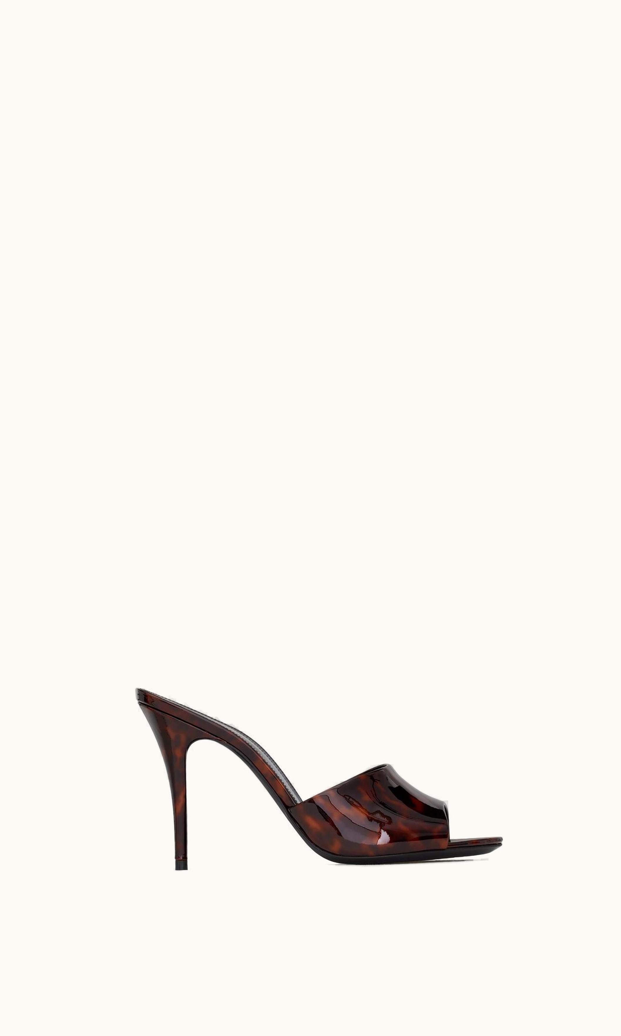 Saint Laurent Saint Laurent La 16 Mules In Tortoiseshell Patent Leather