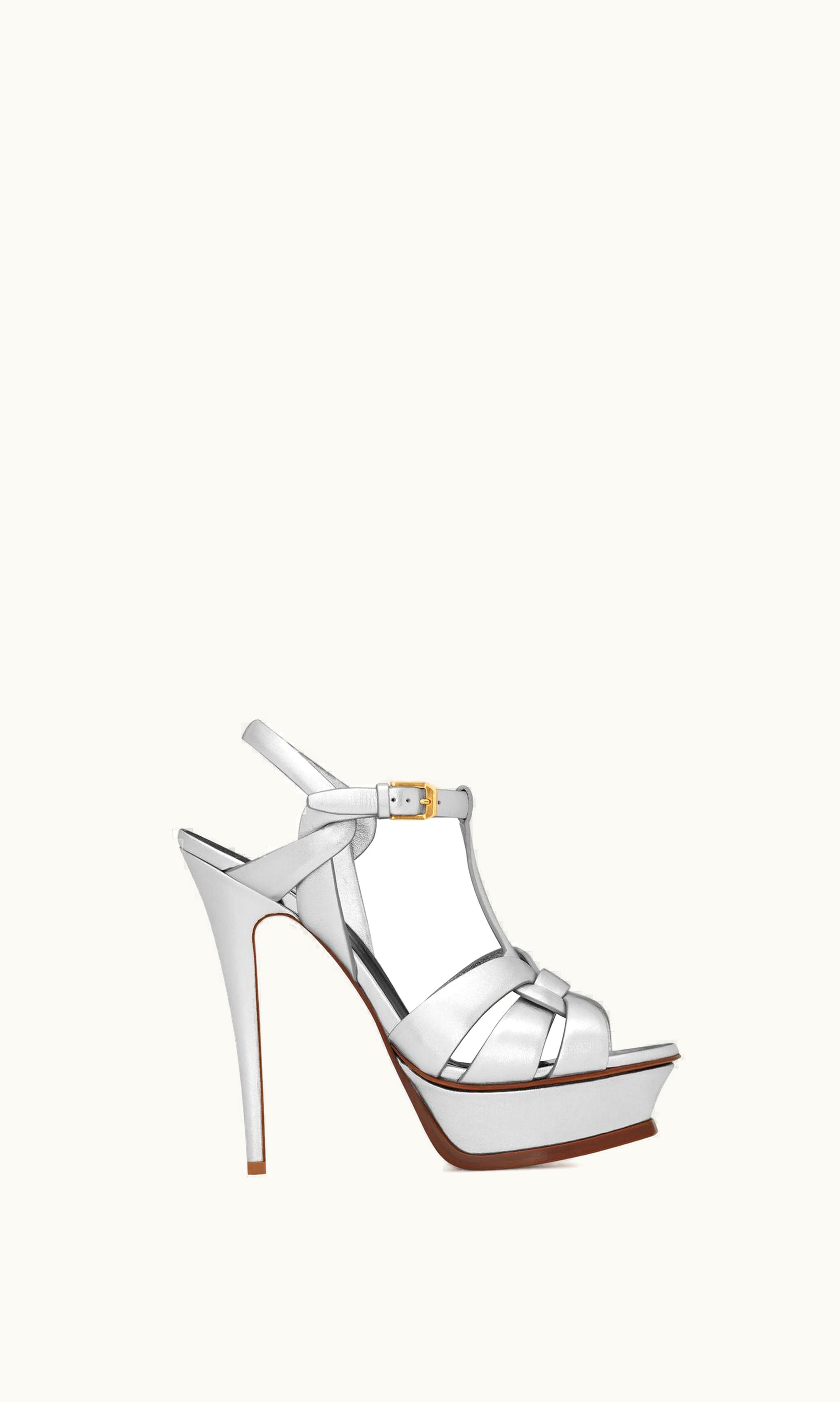 Saint Laurent Saint Laurent Tribute Platform Sandals In Metallic Leather