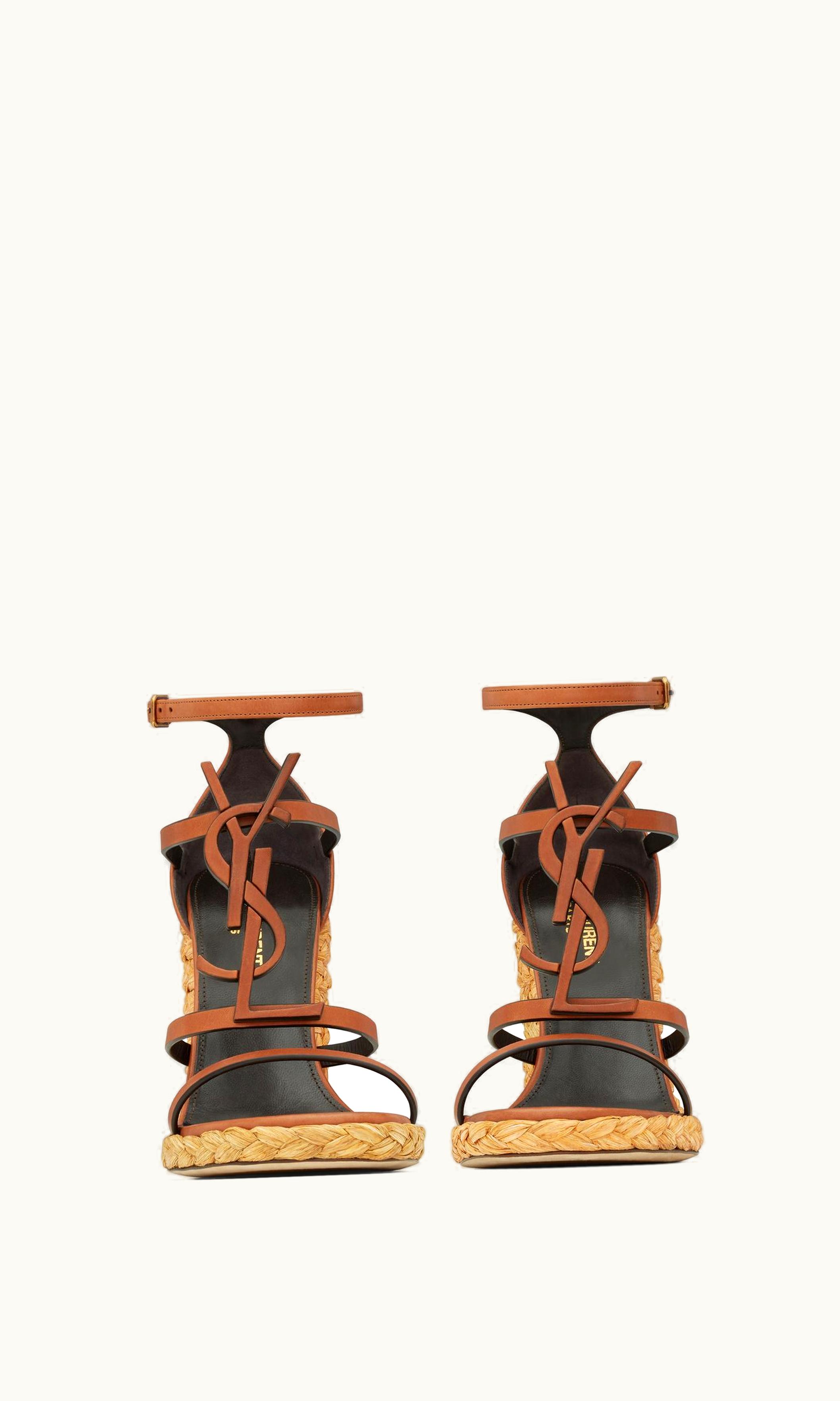 Saint Laurent Saint Laurent Cassandra Wedge Espadrilles In Smooth Vegetable-Tanned Leather