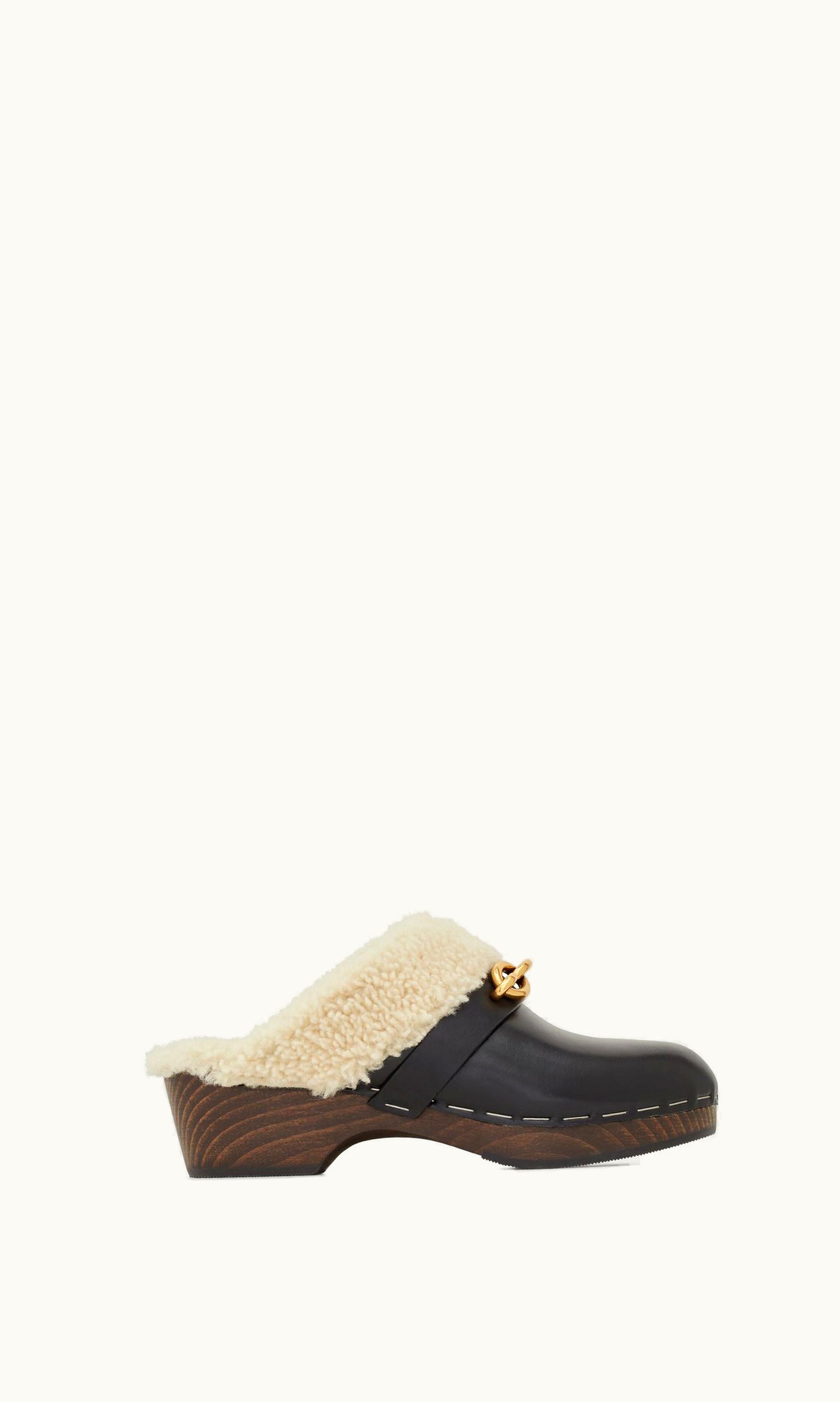 Saint Laurent Saint Laurent Le Maillon Clogs In Smooth Leather And Shearling