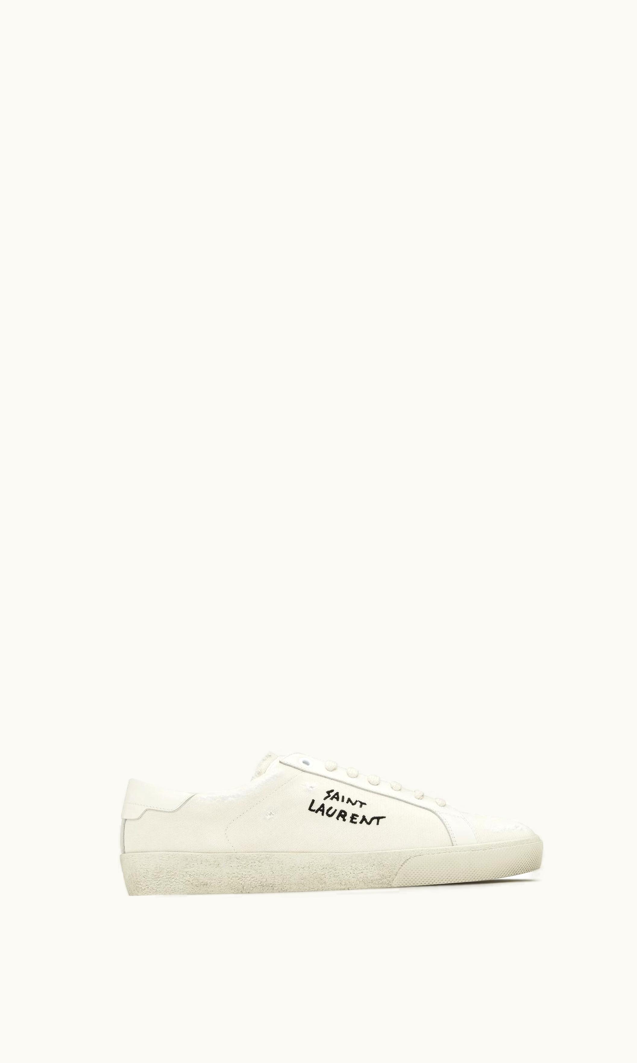 Saint Laurent Saint Laurent Court Classic Sl/06 Embroidered Sneakers In Canvas And Leather