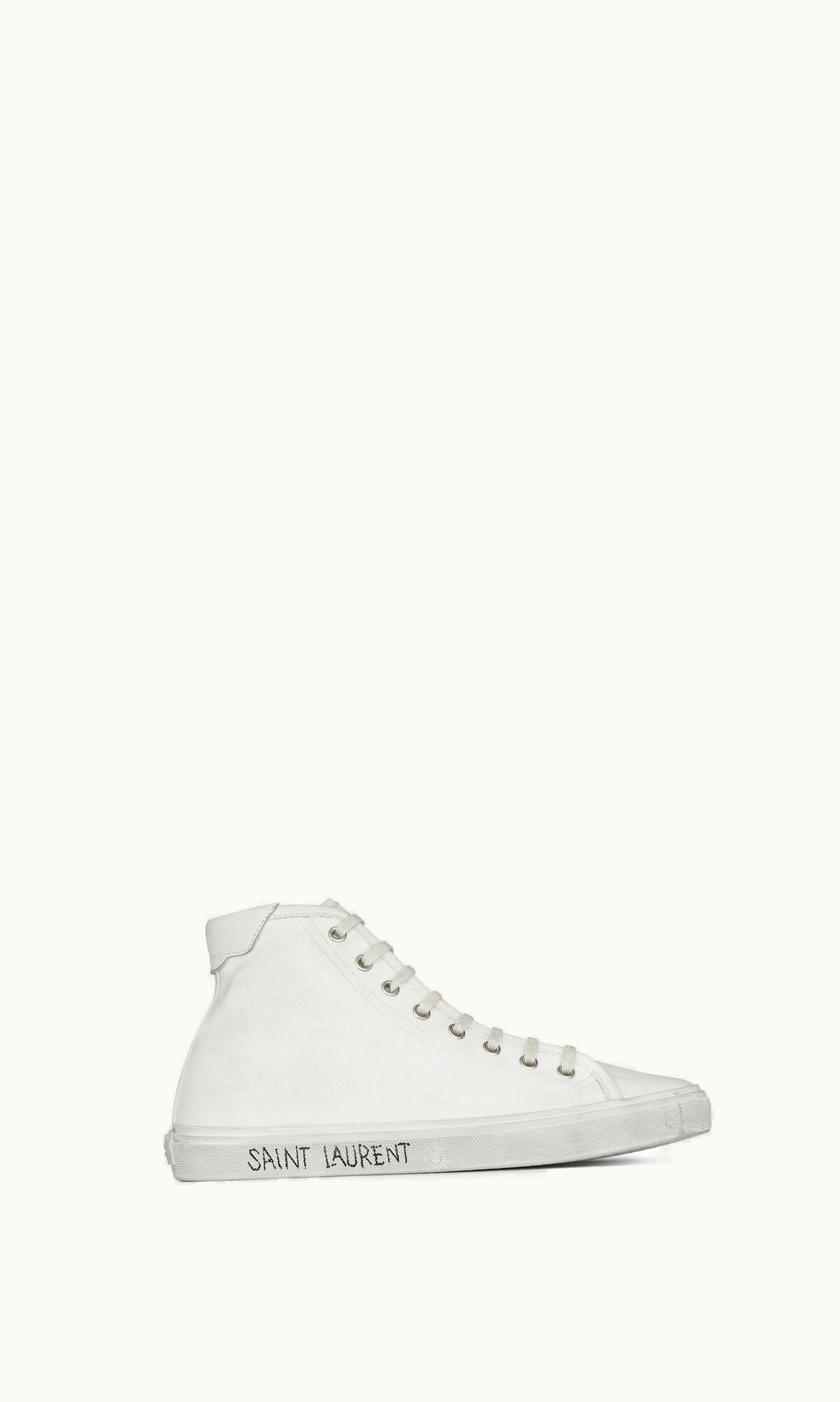Saint Laurent Saint Laurent Malibu Mid-Top Sneakers In Canvas And Leather