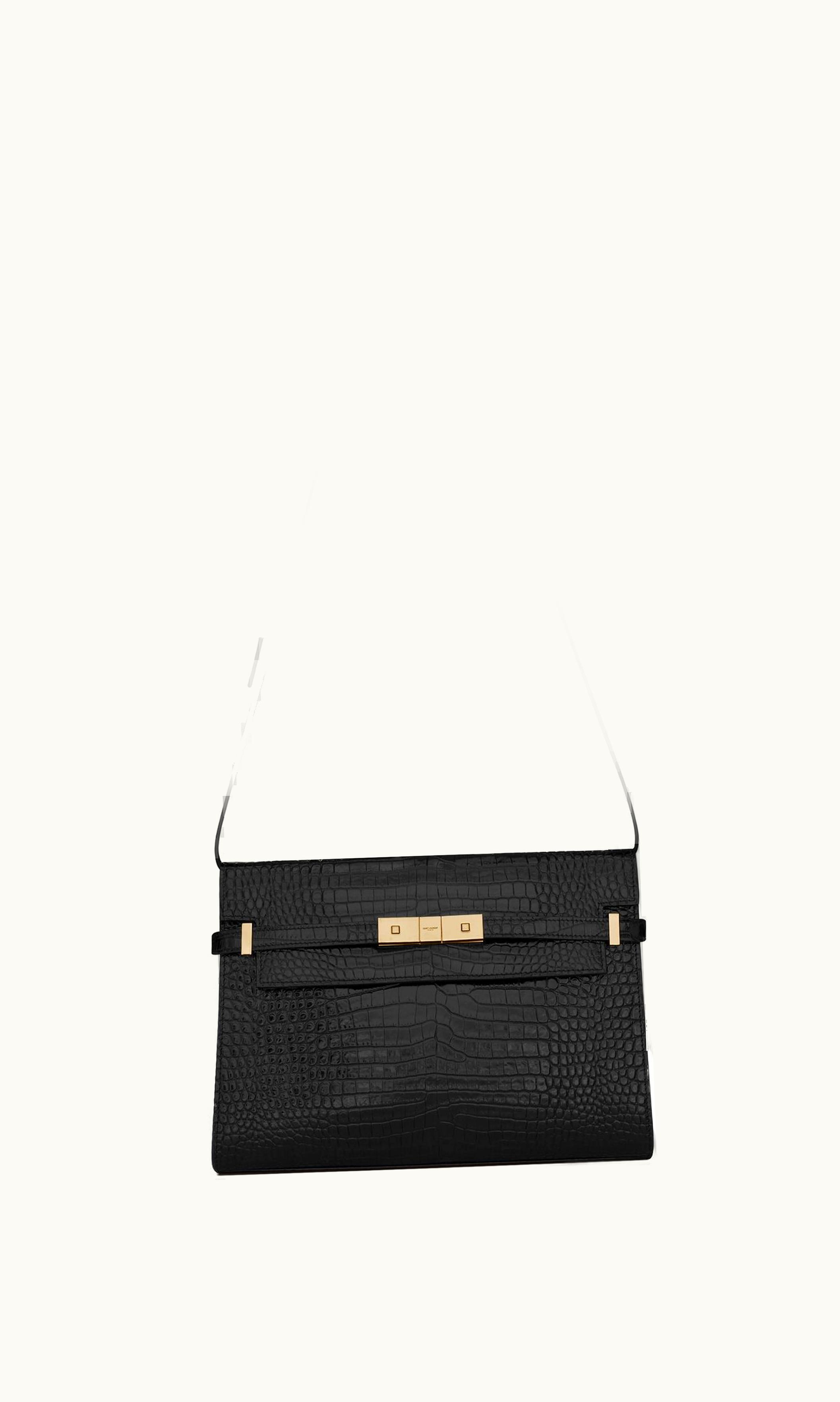 Saint Laurent Saint Laurent Manhattan Shoulder Bag In Crocodile-Embossed Shiny Leather