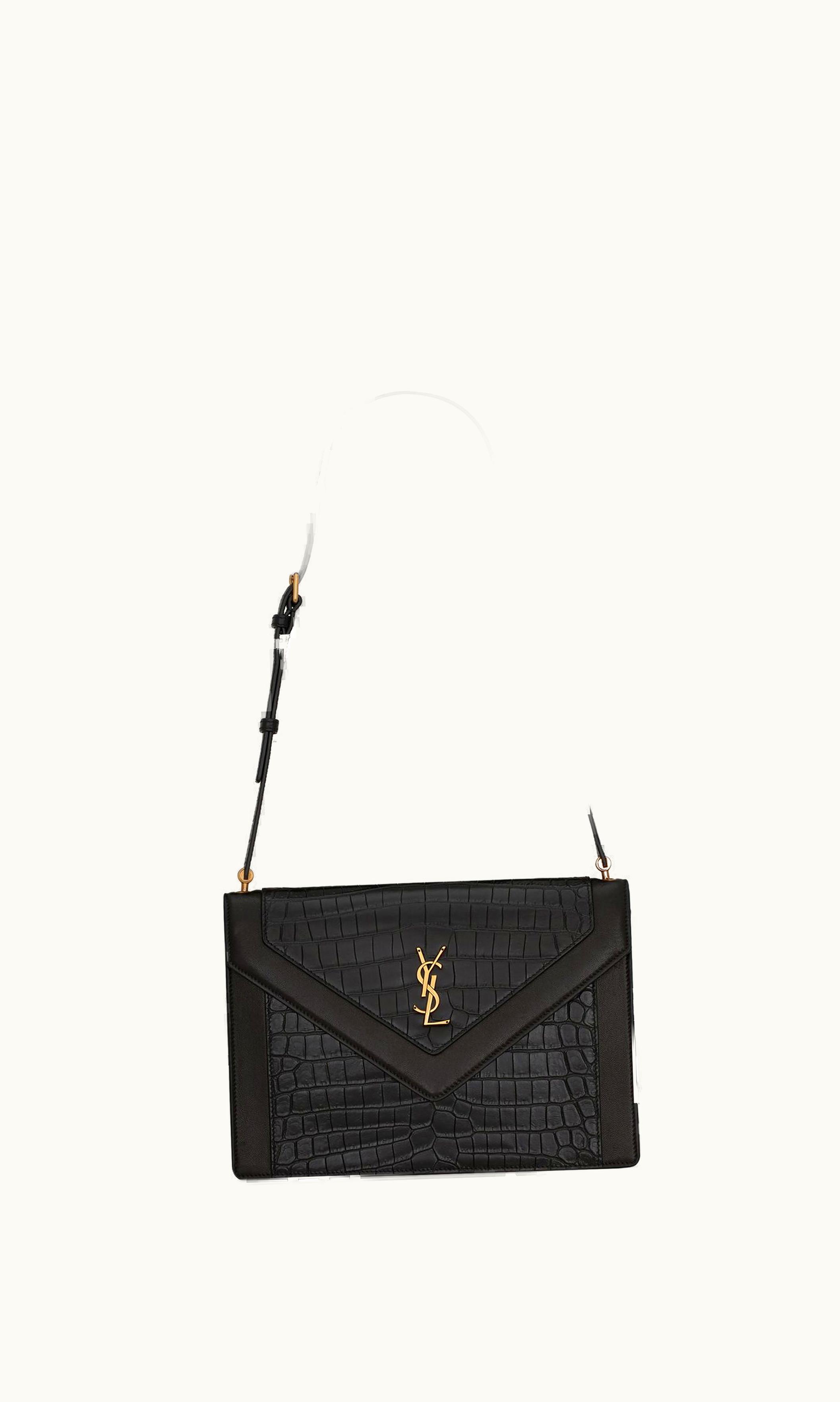 Saint Laurent Saint Laurent Gaby Satchel In Crocodile-Embossed Lacquered Leather And Lambskin