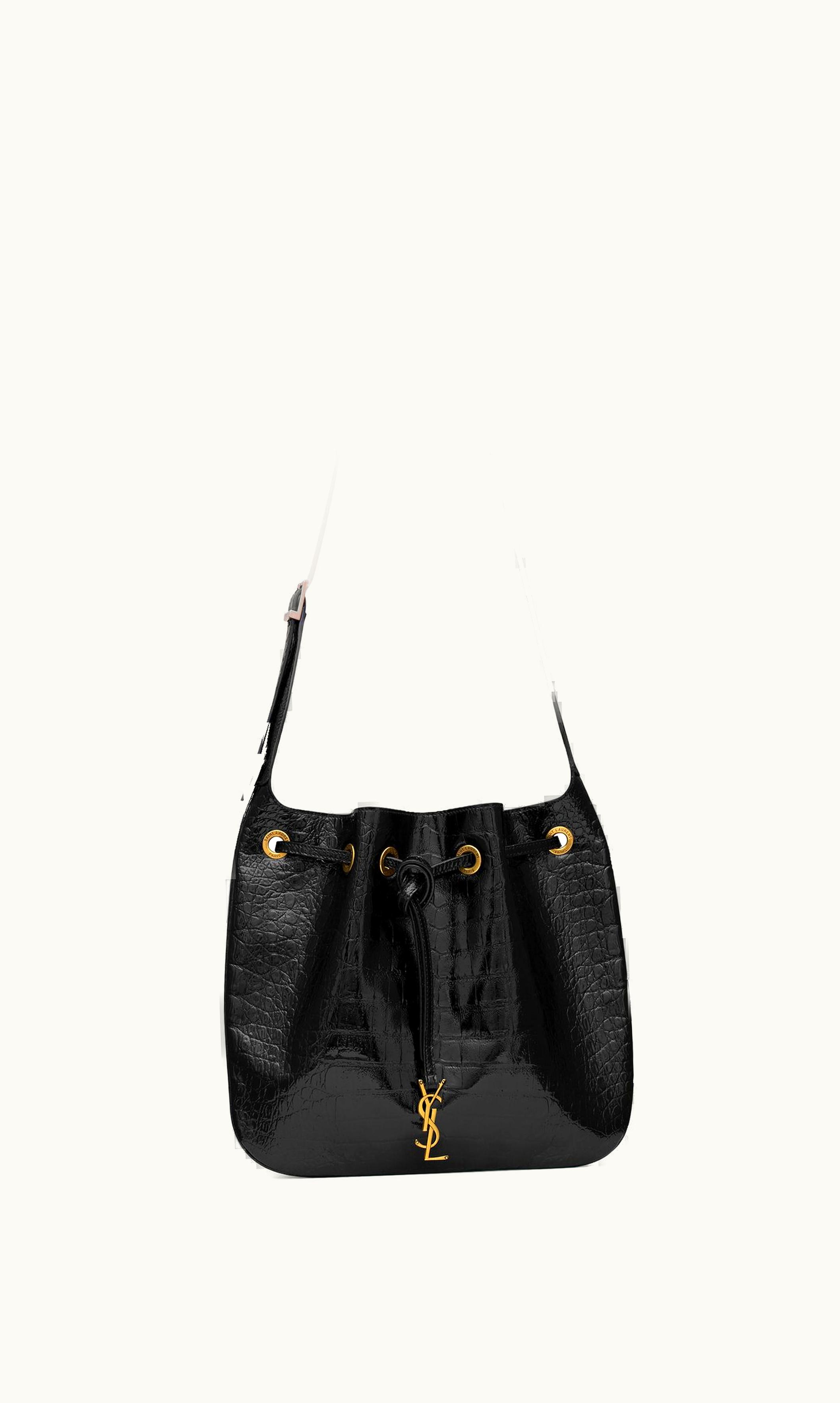 Saint Laurent Saint Laurent Paris VII Medium Hobo Bag In Crocodile-Embossed Patent Leather