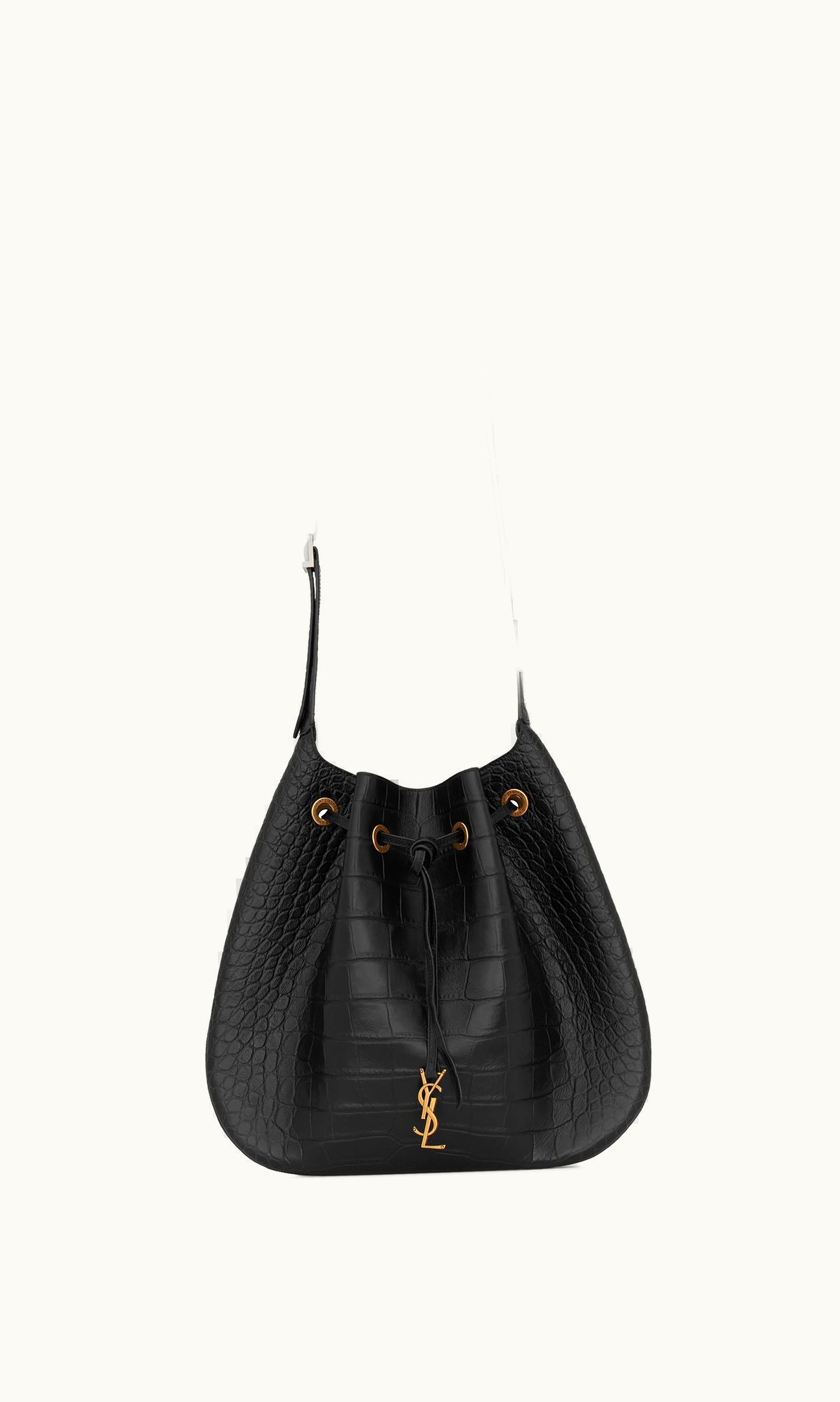Saint Laurent Saint Laurent Paris VII Large Flat Hobo Bag In Crocodile-Embossed Leather