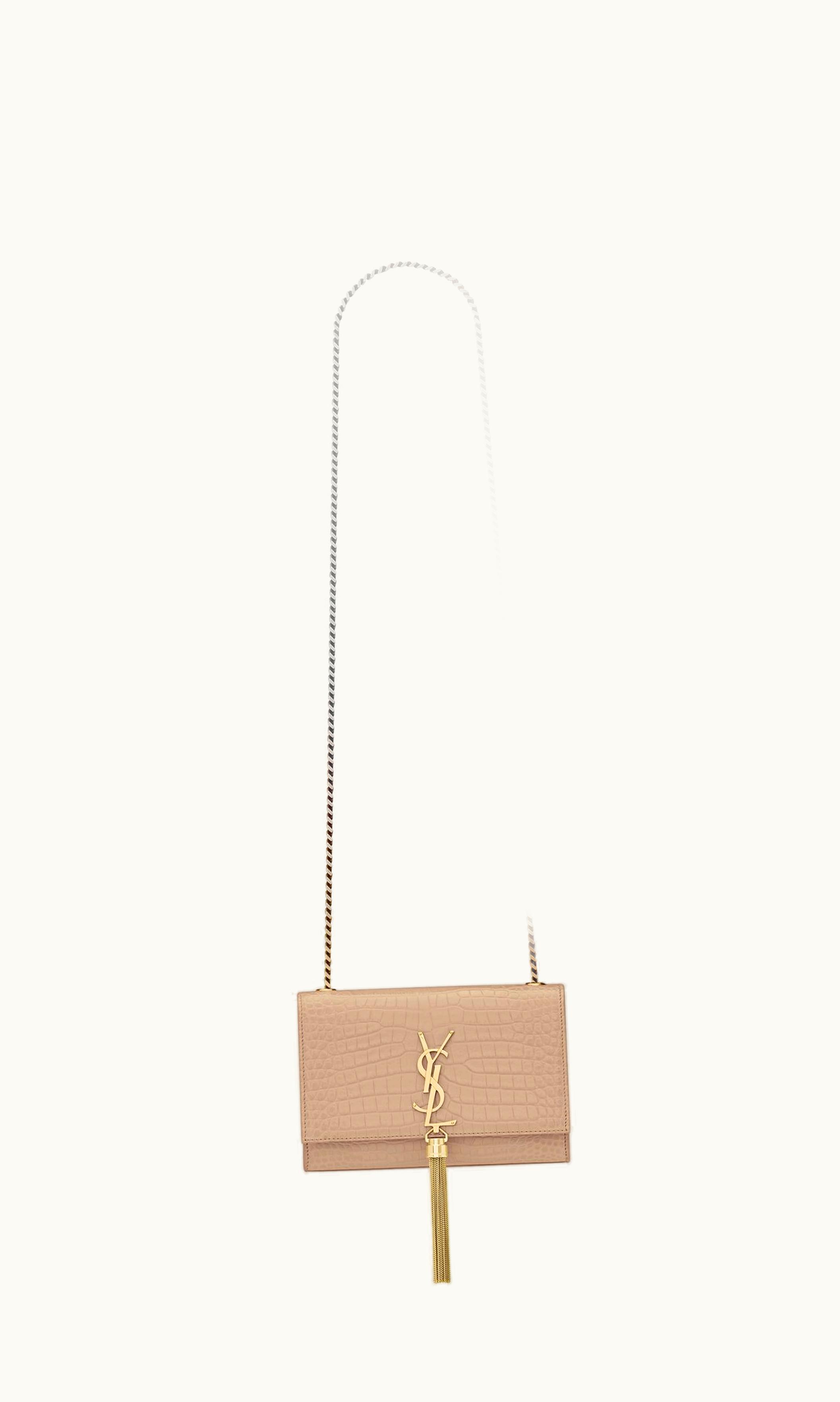 Saint Laurent Saint Laurent Kate Small Chain Bag With Tassel In Crocodile-Embossed Shiny Leather UZ0158075