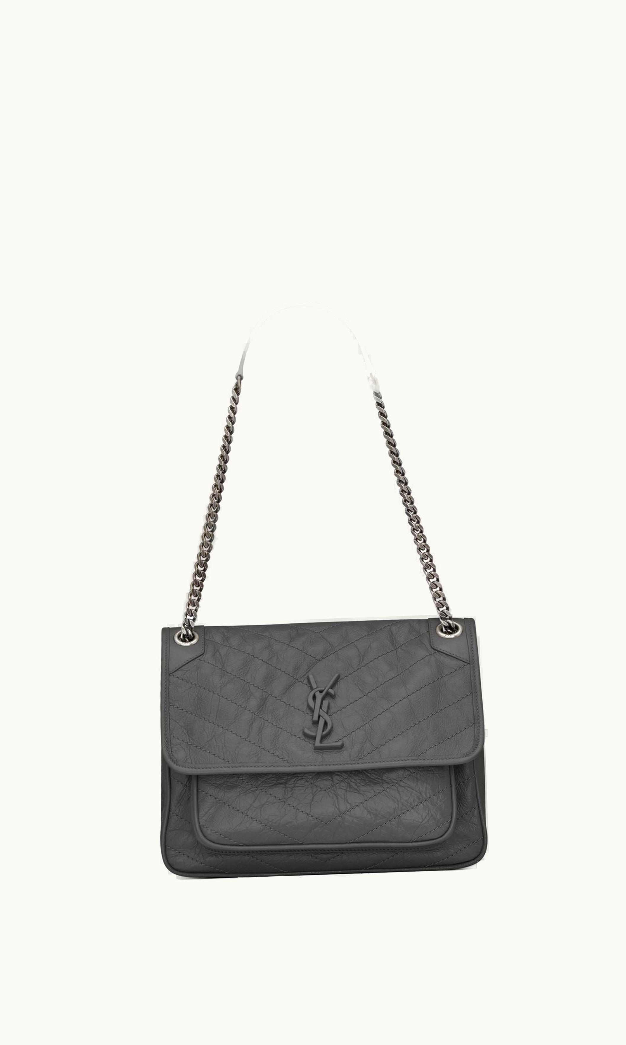 Saint Laurent Niki Medium Chain Bag In Crinkled Vintage Leather UZ0158105