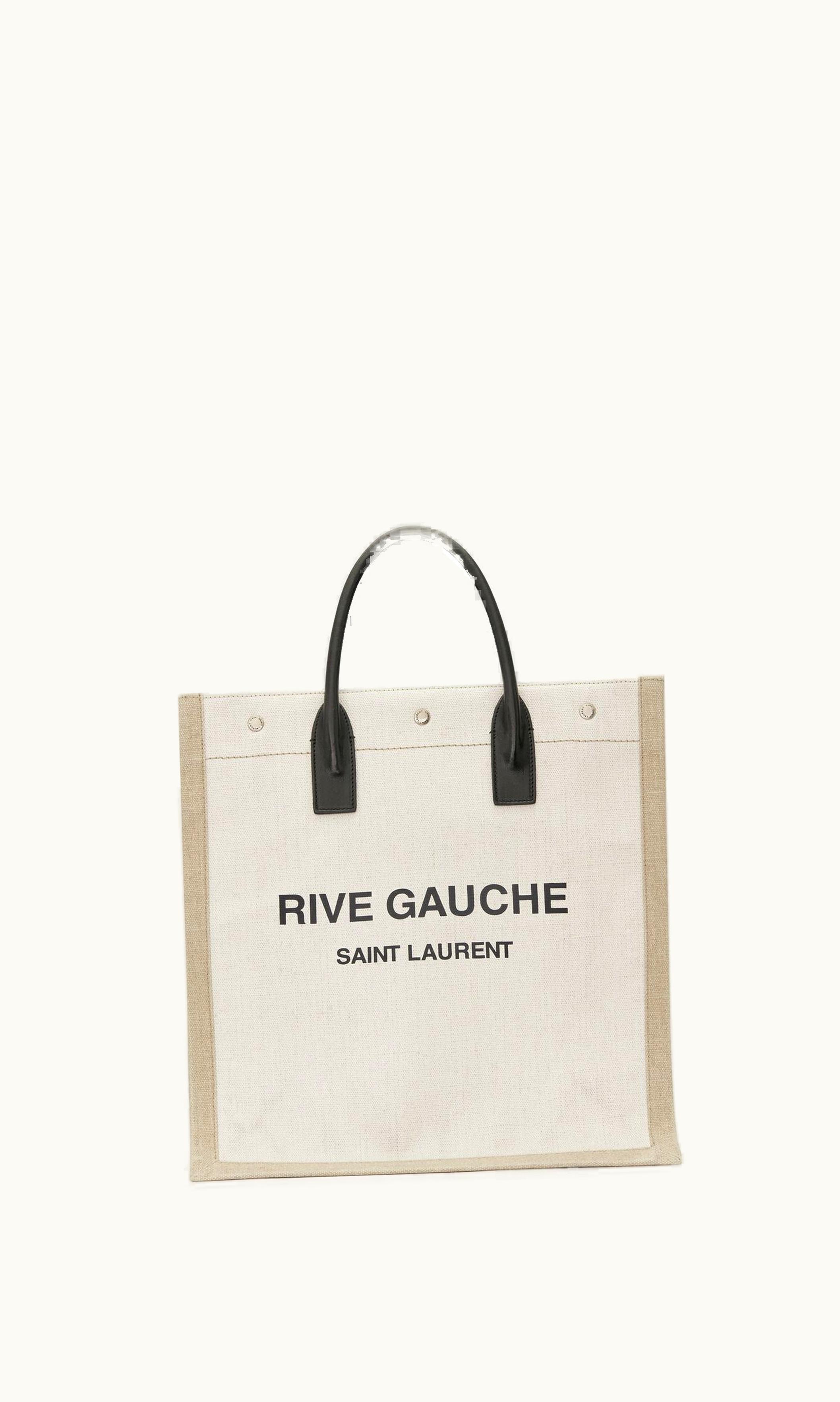 Saint Laurent Rive Gauche N/S Shopping Bag In Linen And Cotton
