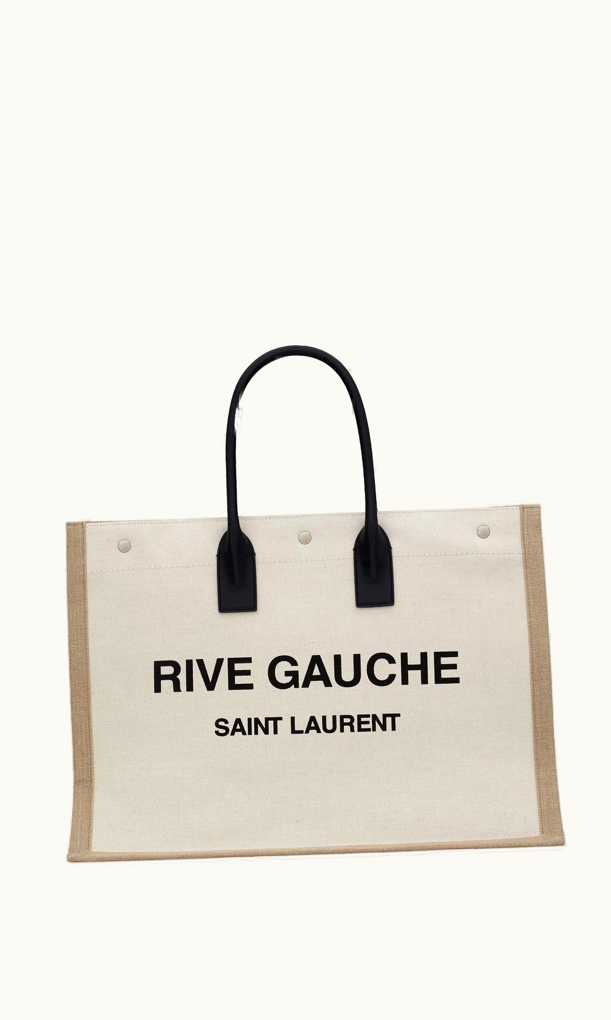 Saint Laurent Rive Gauche Tote Bag In Linen And Leather UZ0158109