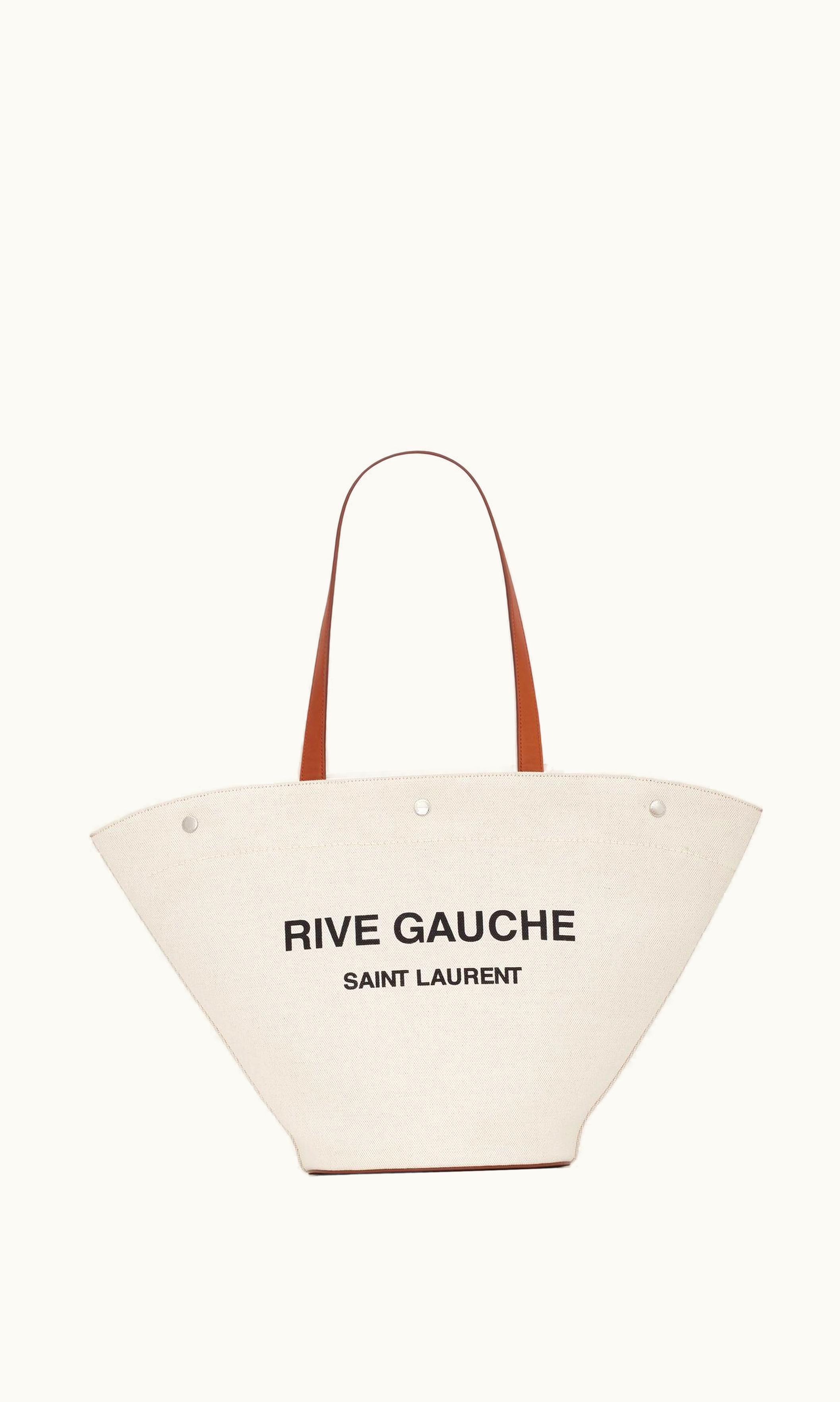 Saint Laurent Rive Gauche Tote Bag In Canvas And Vintage Leather
