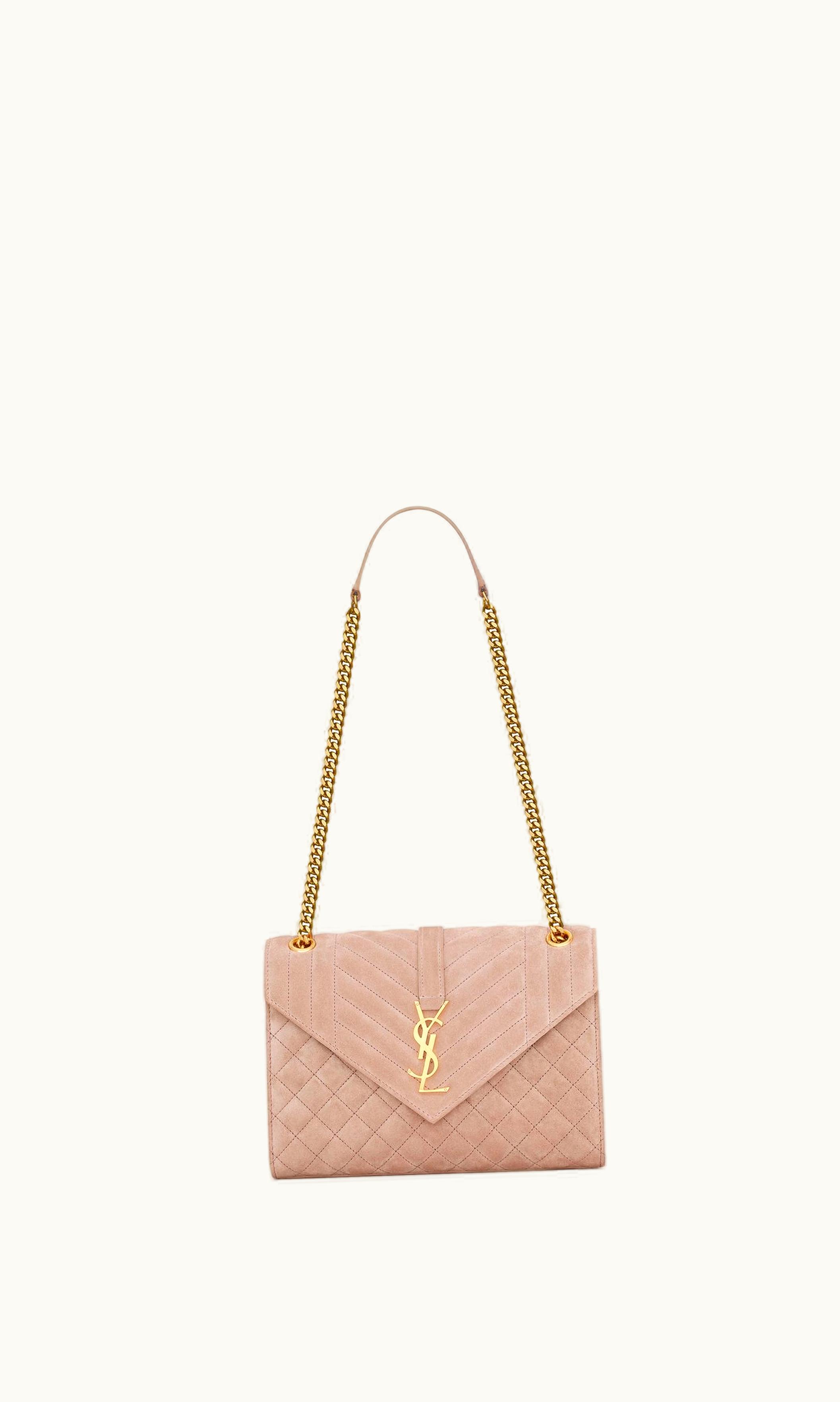 Saint Laurent Envelope Medium Chain Bag In Mix Matelassé Suede