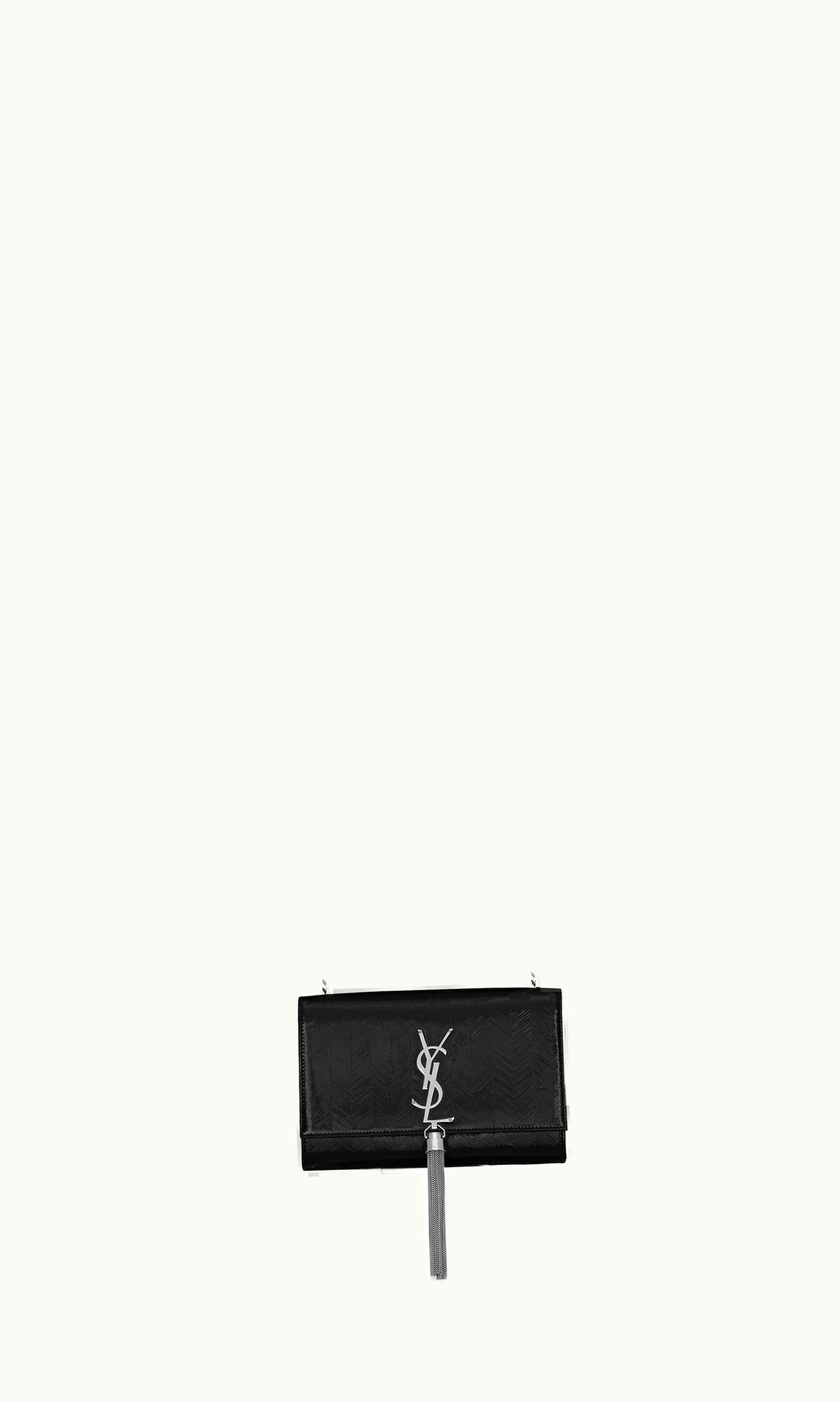 Saint Laurent Saint Laurent Kate Small Chain Bag With Tassel In Chevron Patent Leather