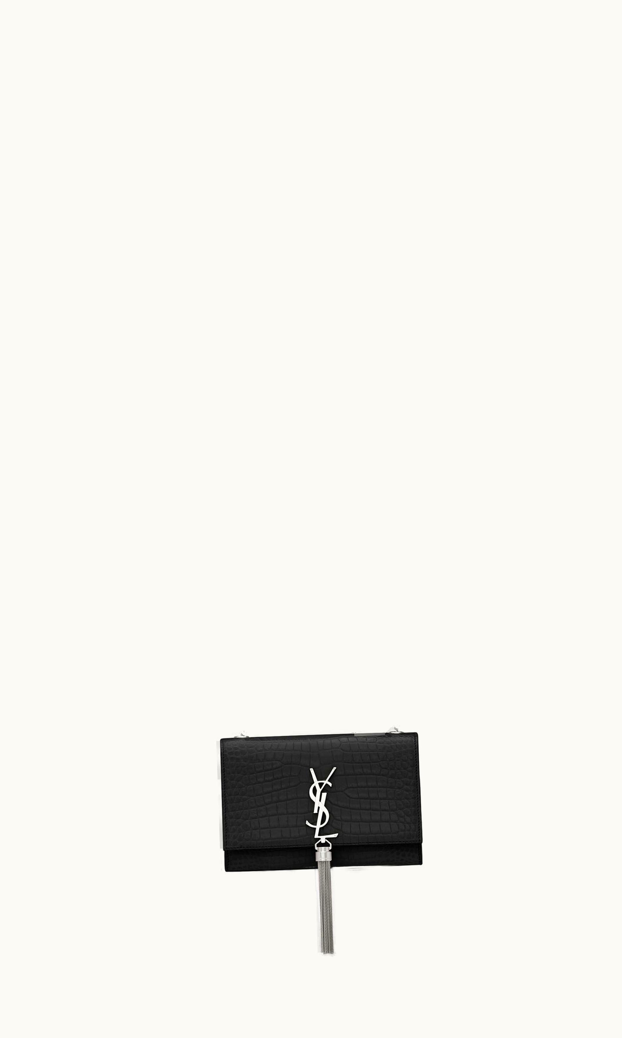Saint Laurent Saint Laurent Kate Small Chain Bag With Tassel In Crocodile-Embossed Shiny Leather UZ0158194