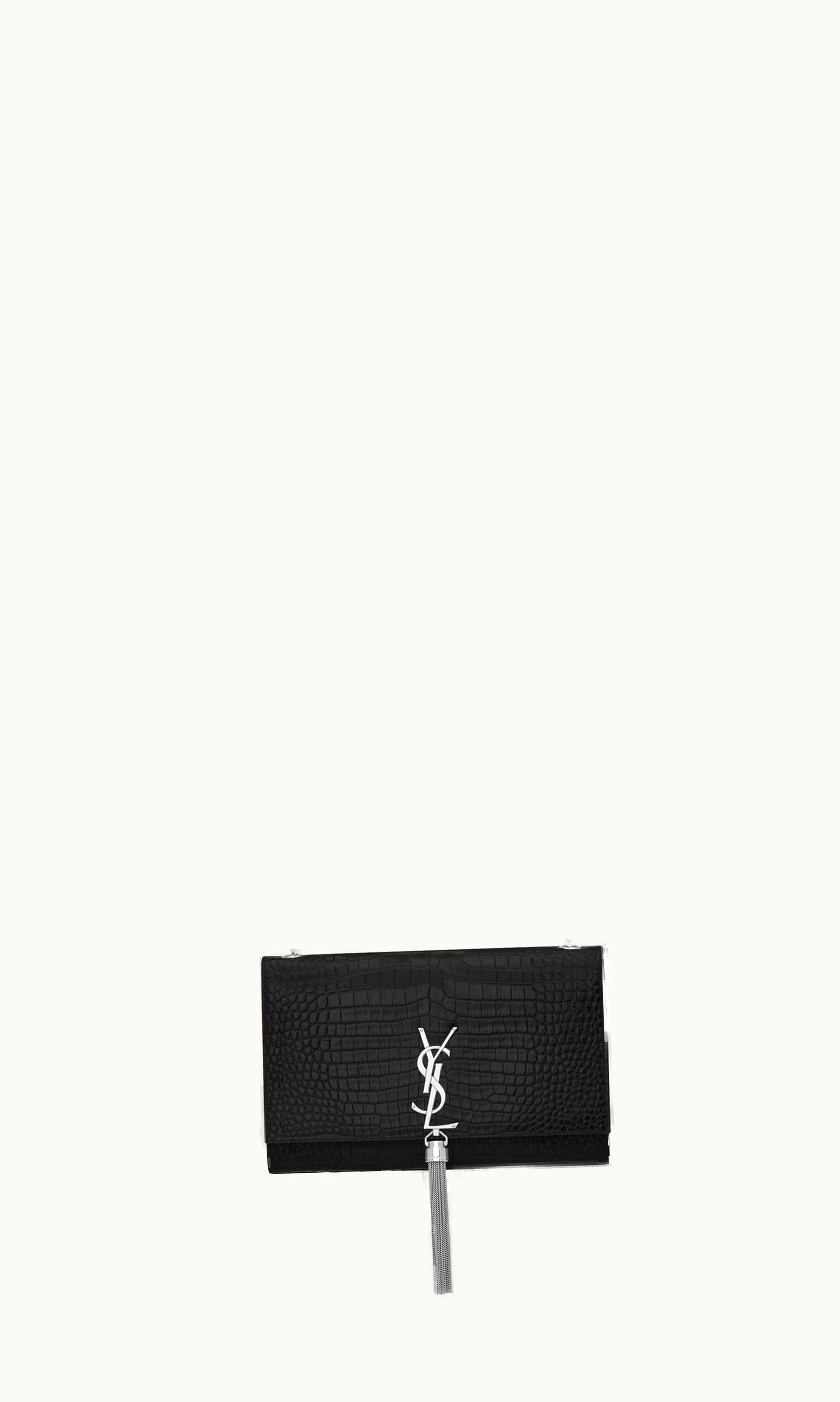 Saint Laurent Saint Laurent Kate Medium Chain Bag With Tassel In Embossed Crocodile Shiny Leather