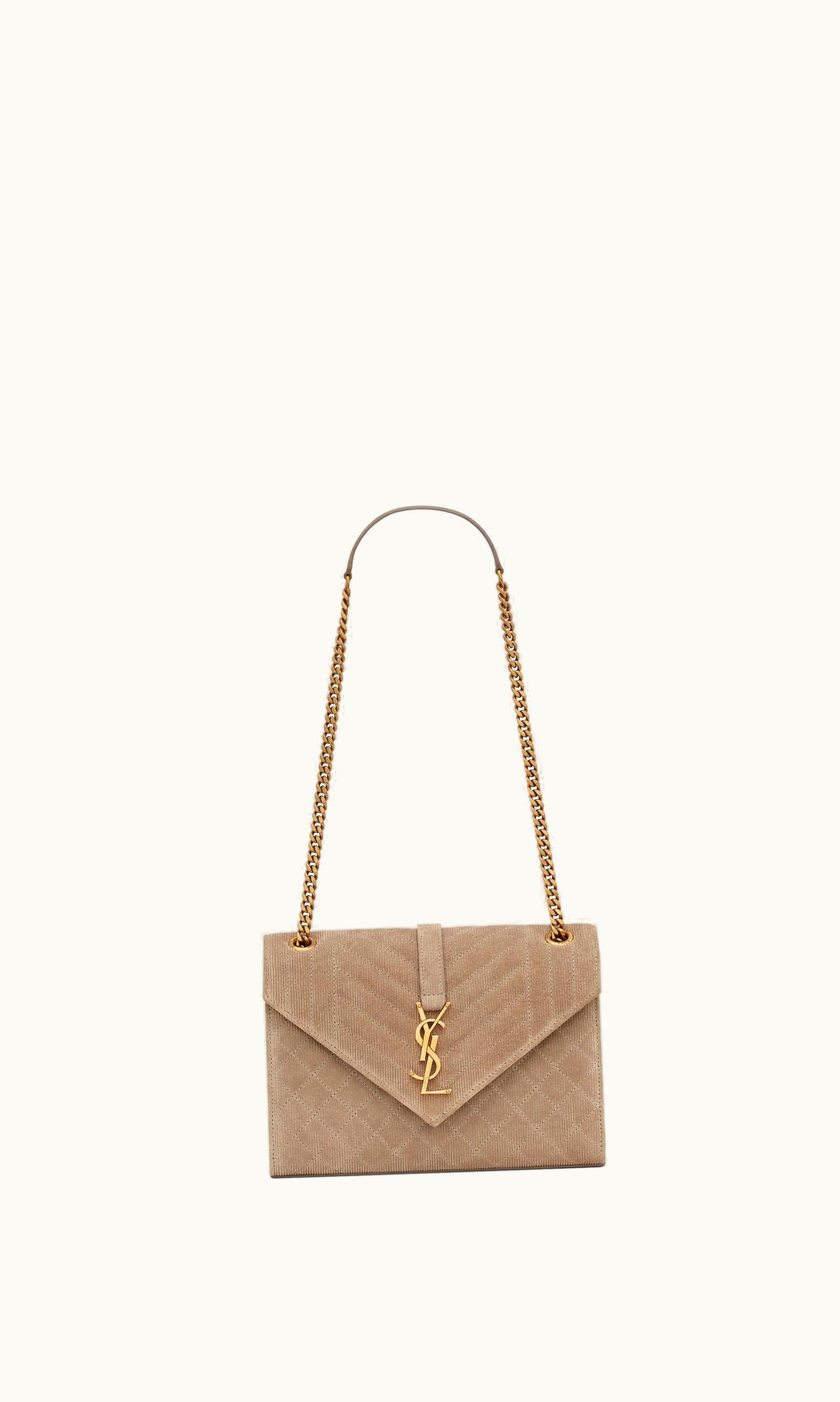 Saint Laurent Saint Laurent Envelope Medium Chain Bag In Mix Matelassé Corduroy