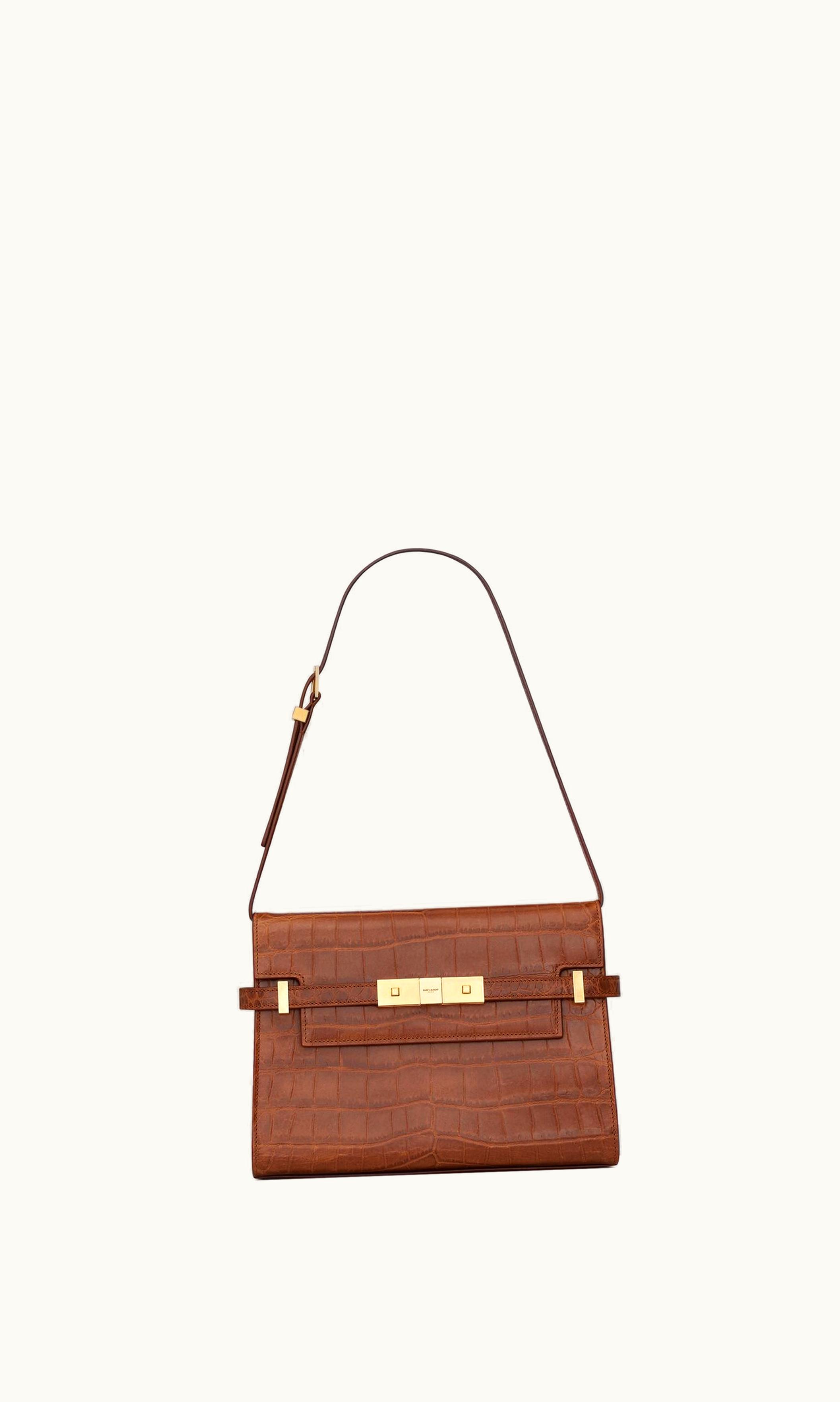 Saint Laurent Saint Laurent Manhattan Small Shoulder Bag In Crocodile-Embossed Leather