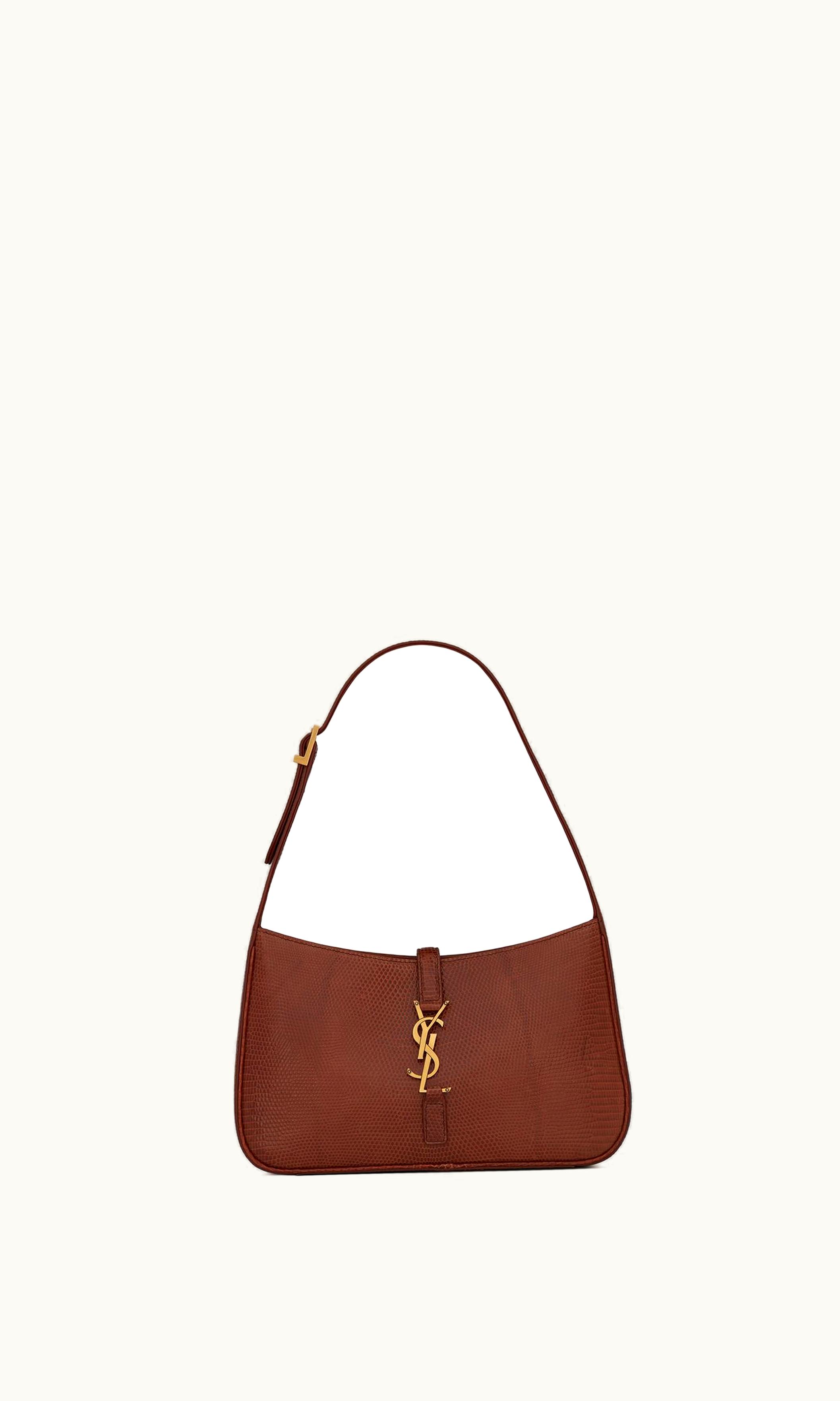 Saint Laurent Saint Laurent Le 5 à 7 Lizard Shiny Leather Shoulder Bag Black