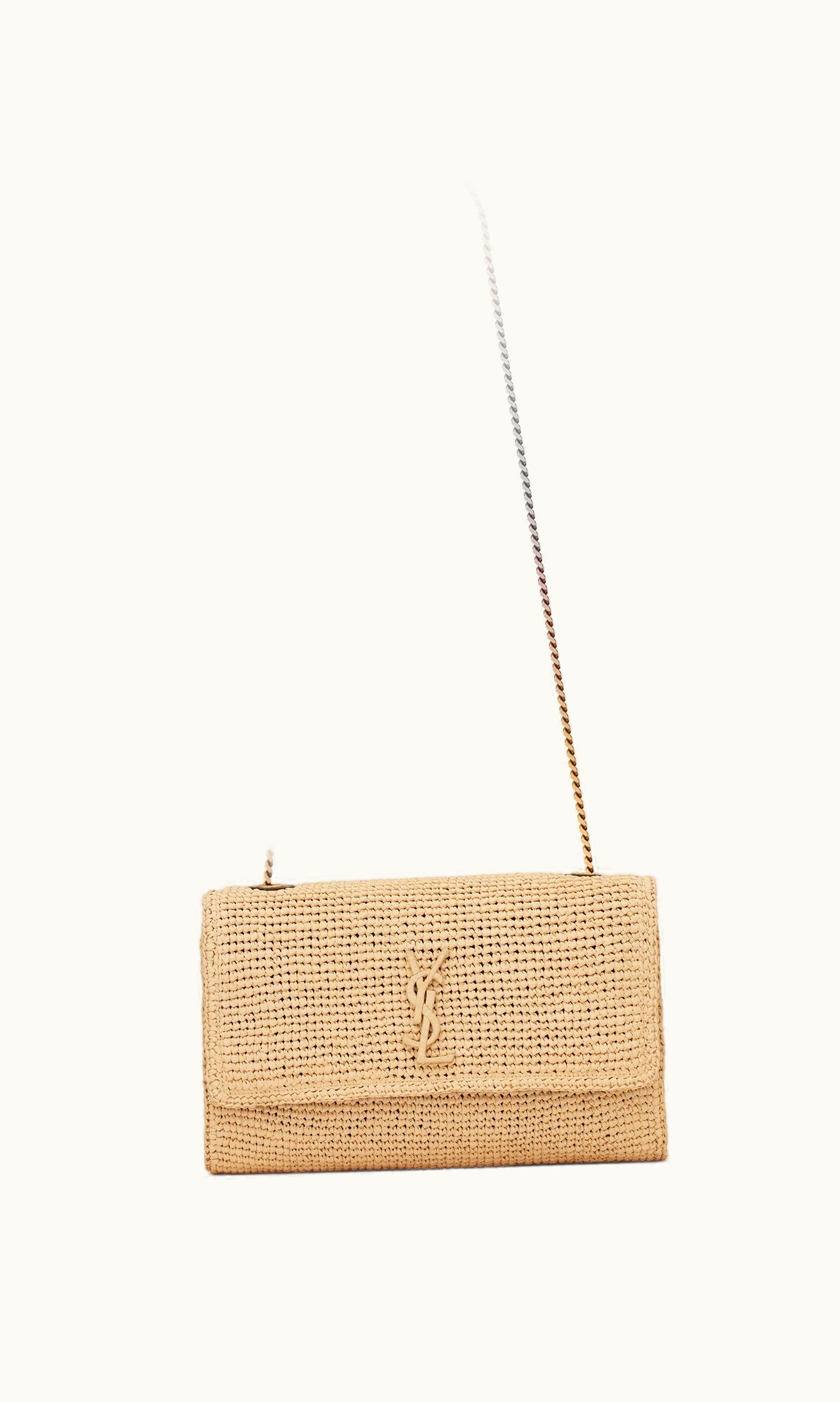 Saint Laurent Saint Laurent Kate Medium Chain Bag In Raffia And Smooth Leather