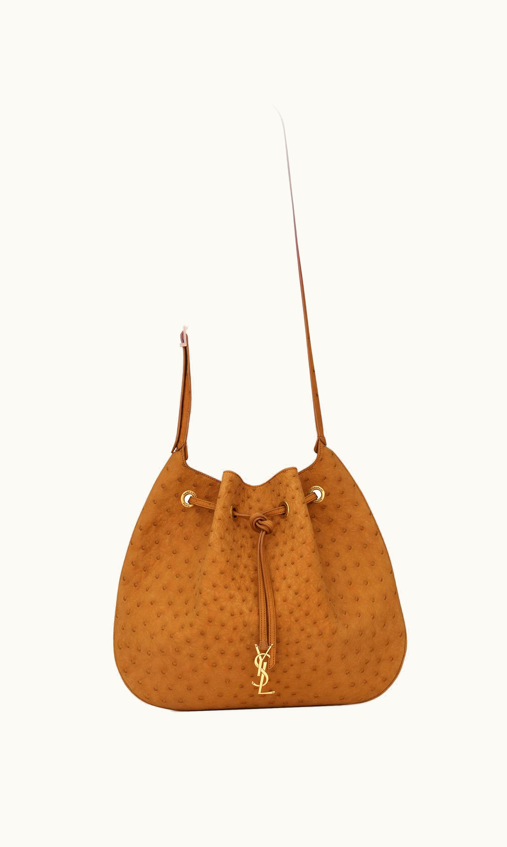 Saint Laurent Saint Laurent Paris VII Large Flat Hobo Bag In Ostrich