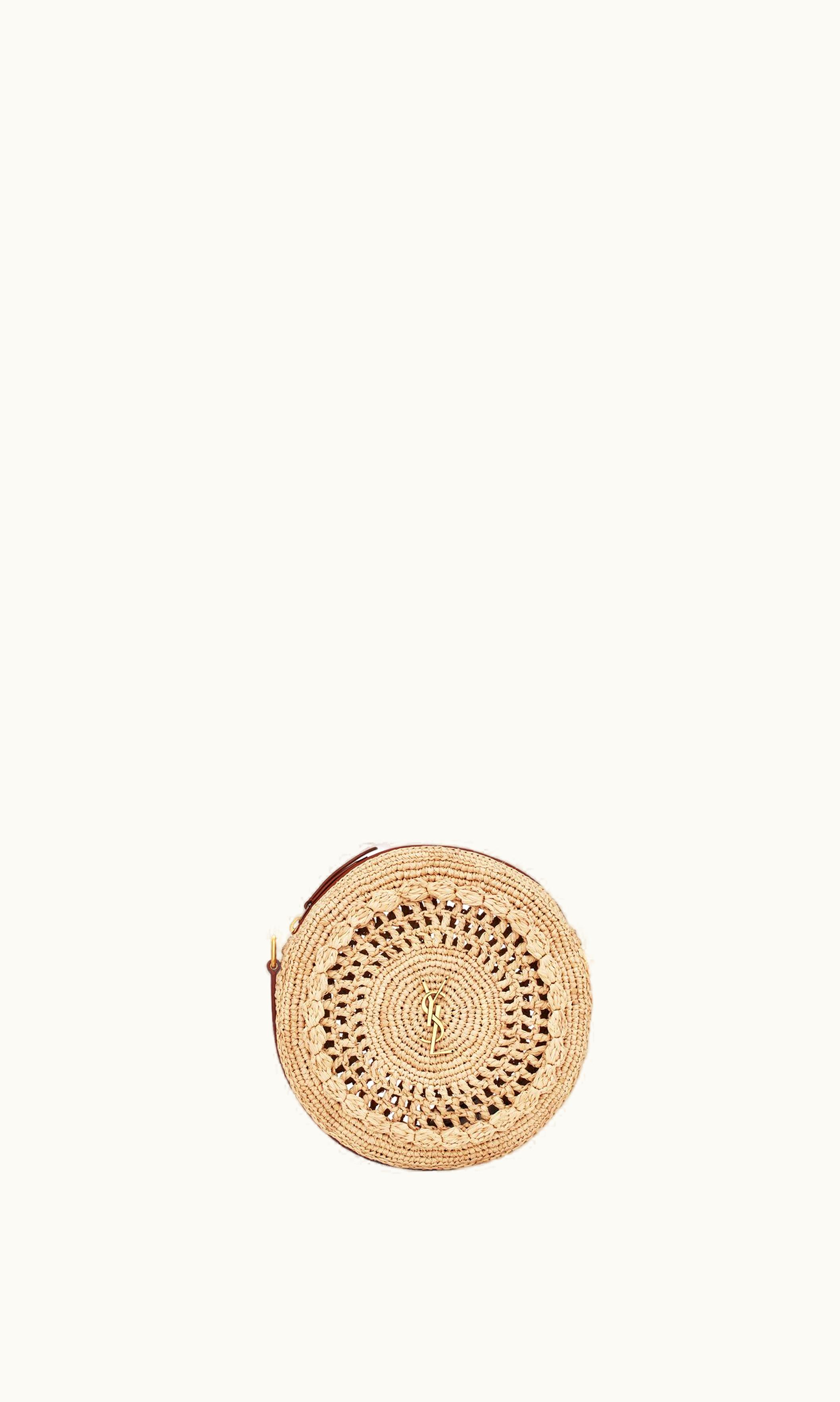 Saint Laurent Saint Laurent Sac Rond In Raffia And Smooth Leather