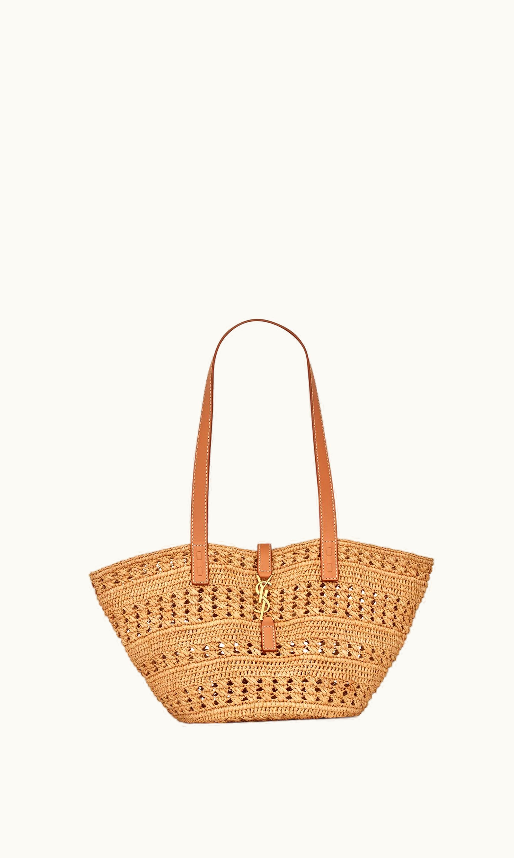 Saint Laurent Saint Laurent Panier Small Bag In Crochet Raffia And Smooth Leather