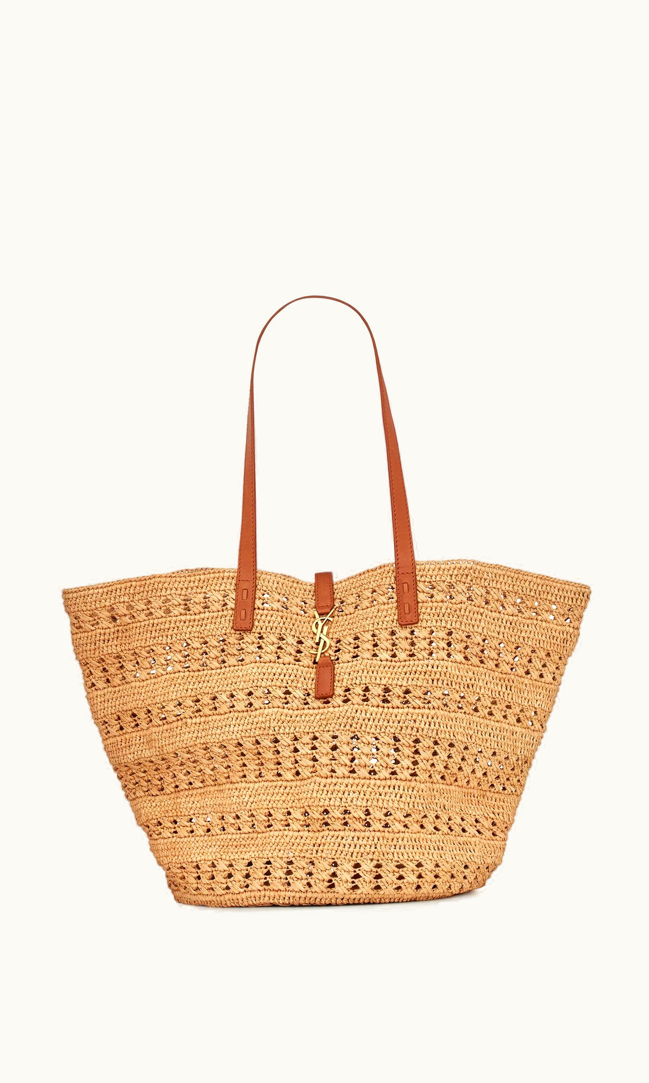 Saint Laurent Saint Laurent Panier Medium Bag In Crochet Raffia And Smooth Leather UZ0158282