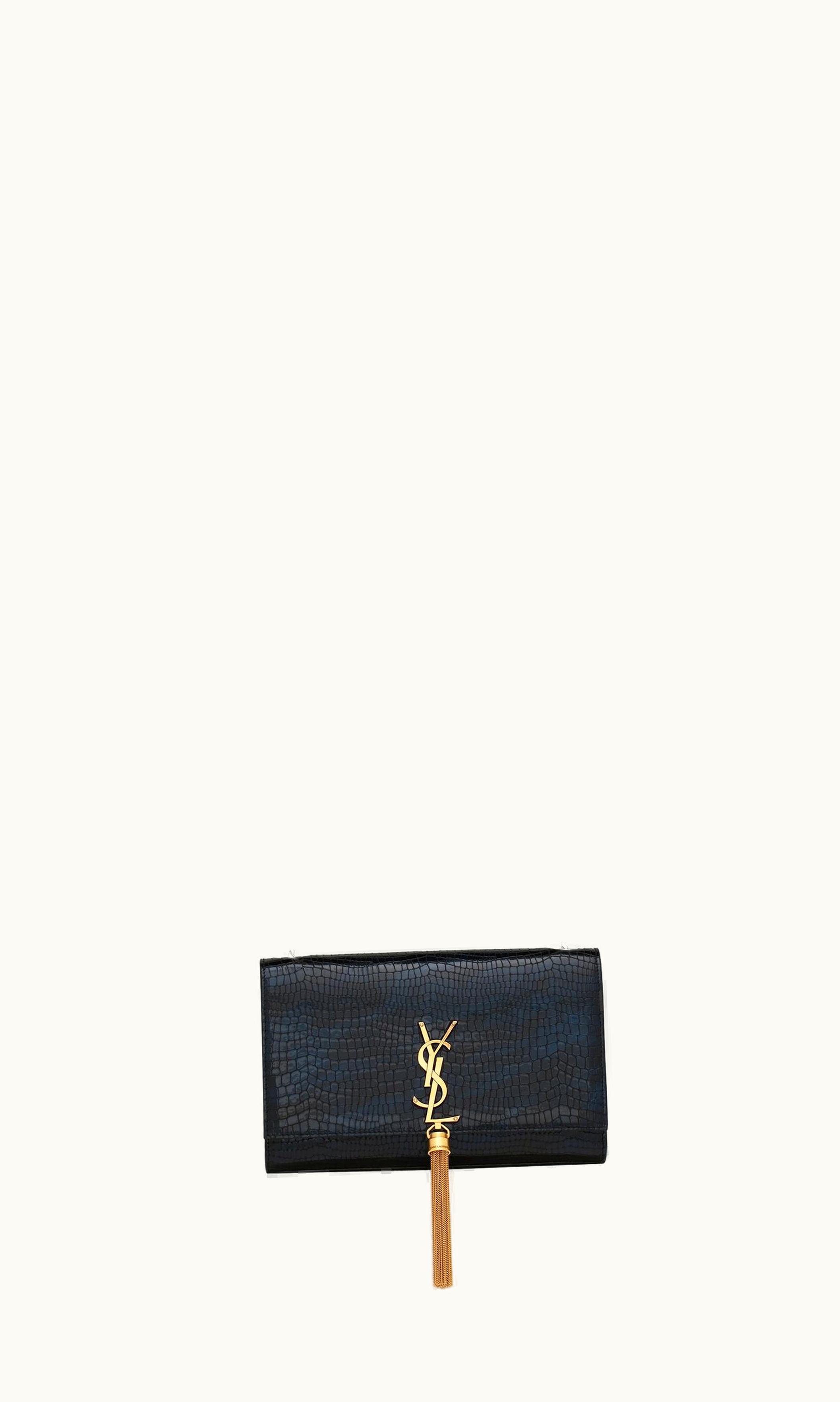 Saint Laurent Saint Laurent Kate Medium Chain Bag With Tassel In Shiny Crocodile-Embossed Leather