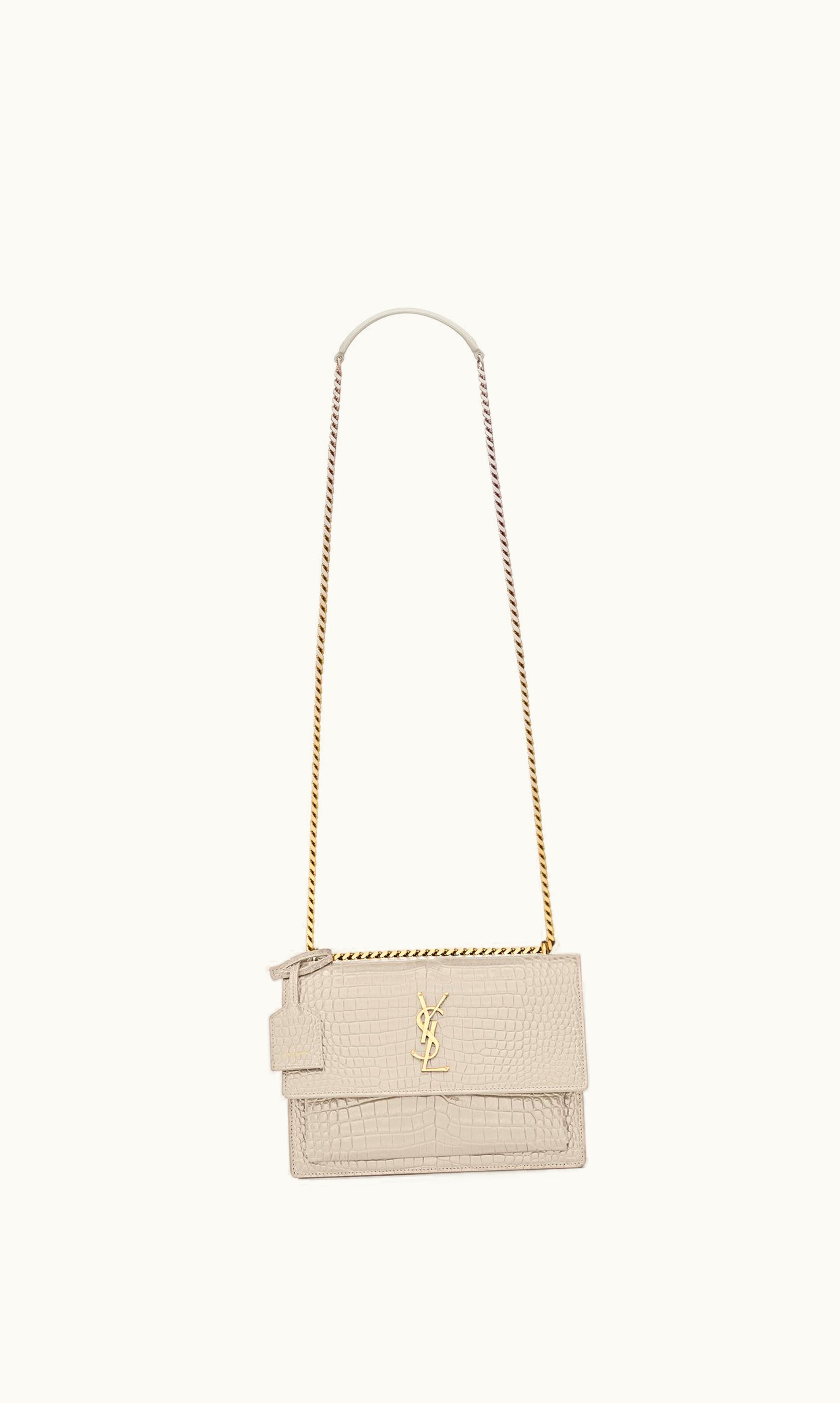 Saint Laurent Saint Laurent Sunset Medium Chain Bag In Crocodile-Embossed Shiny Leather UZ0158301