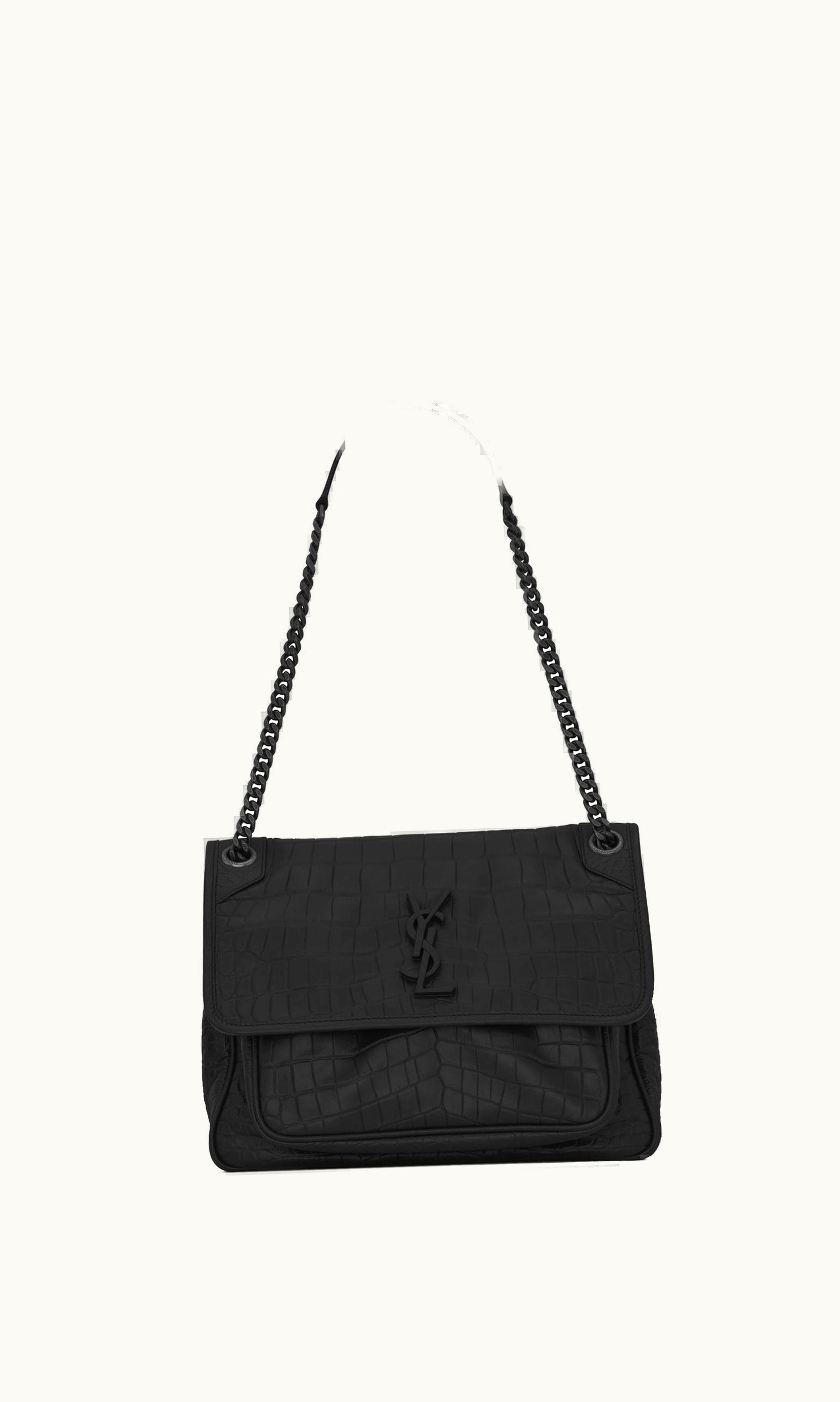 Saint Laurent Saint Laurent Niki Medium Chain Bag In Crocodile-Embossed Leather