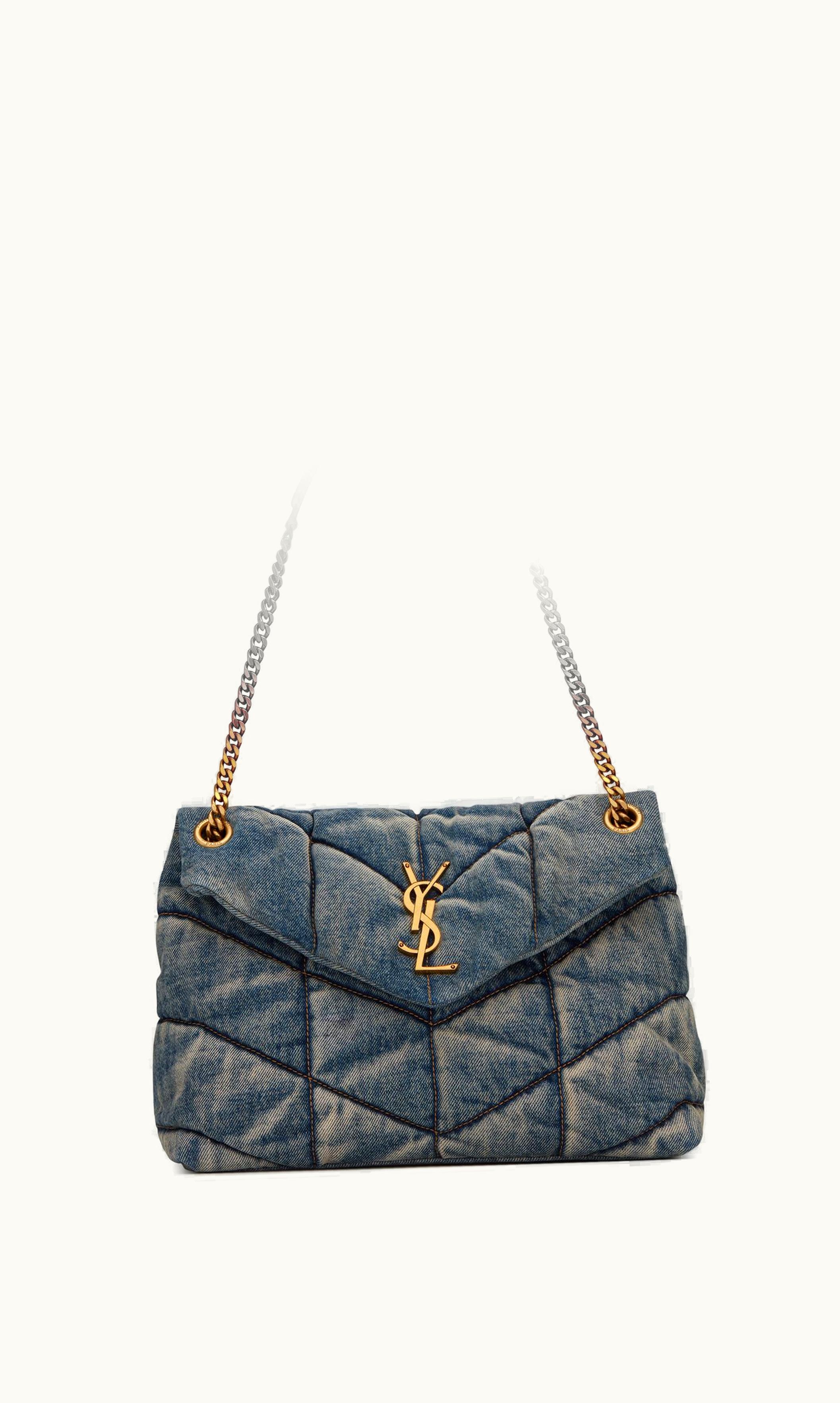 Saint Laurent Saint Laurent Puffer Medium Chain Bag In Quilted Vintage Denim And Suede