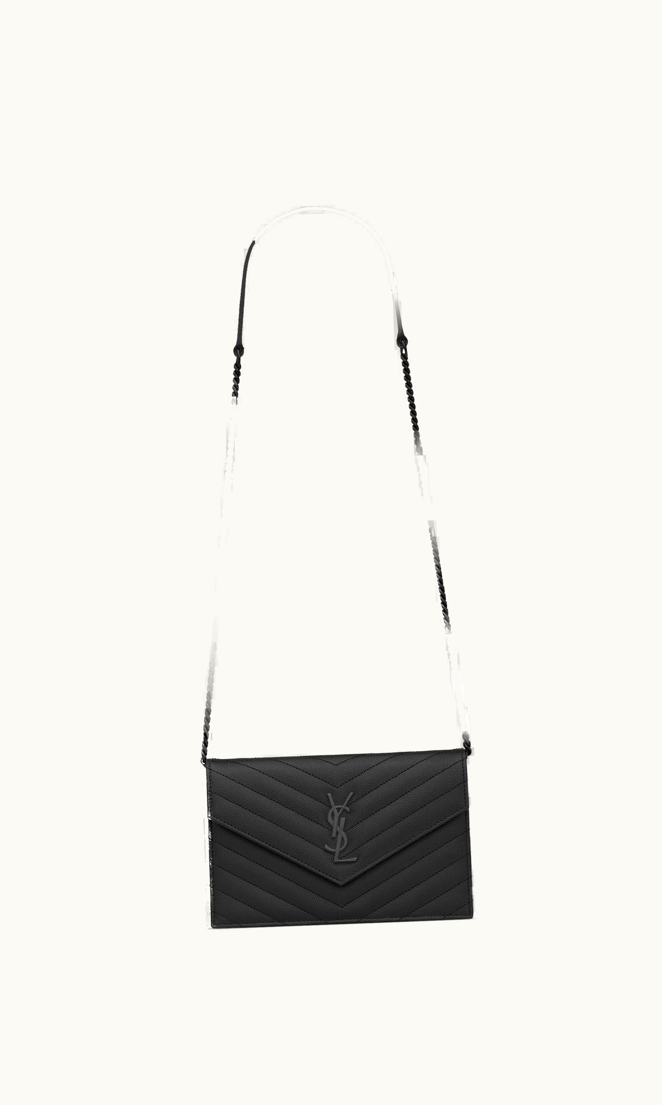 Saint Laurent Saint Laurent Cassandre Matelassé Envelope Chain Wallet In Grain De Poudre Embossed Leather UZ0158366