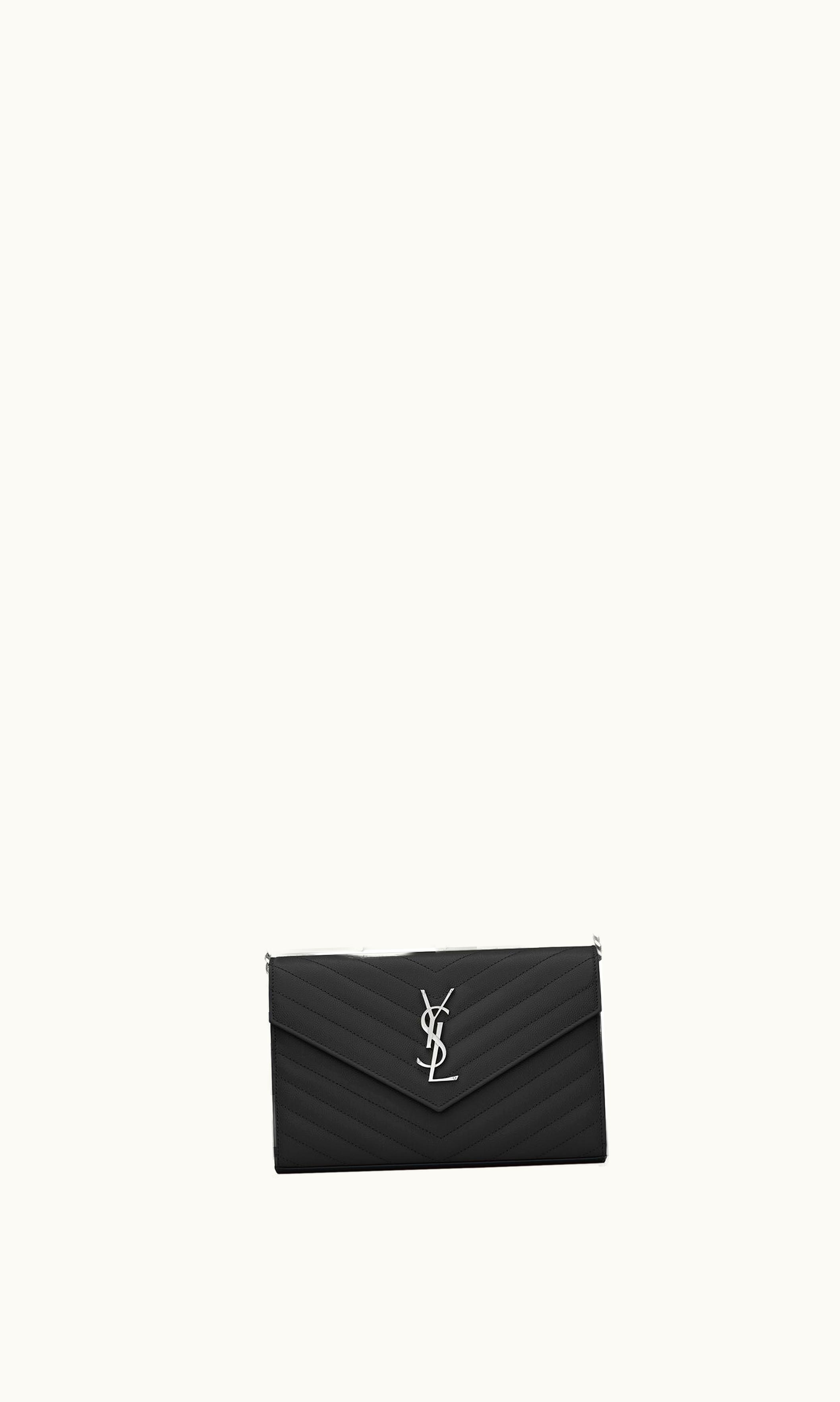 Saint Laurent Saint Laurent Cassandre Matelassé Chain Wallet In Grain De Poudre Embossed Leather UZ0158398