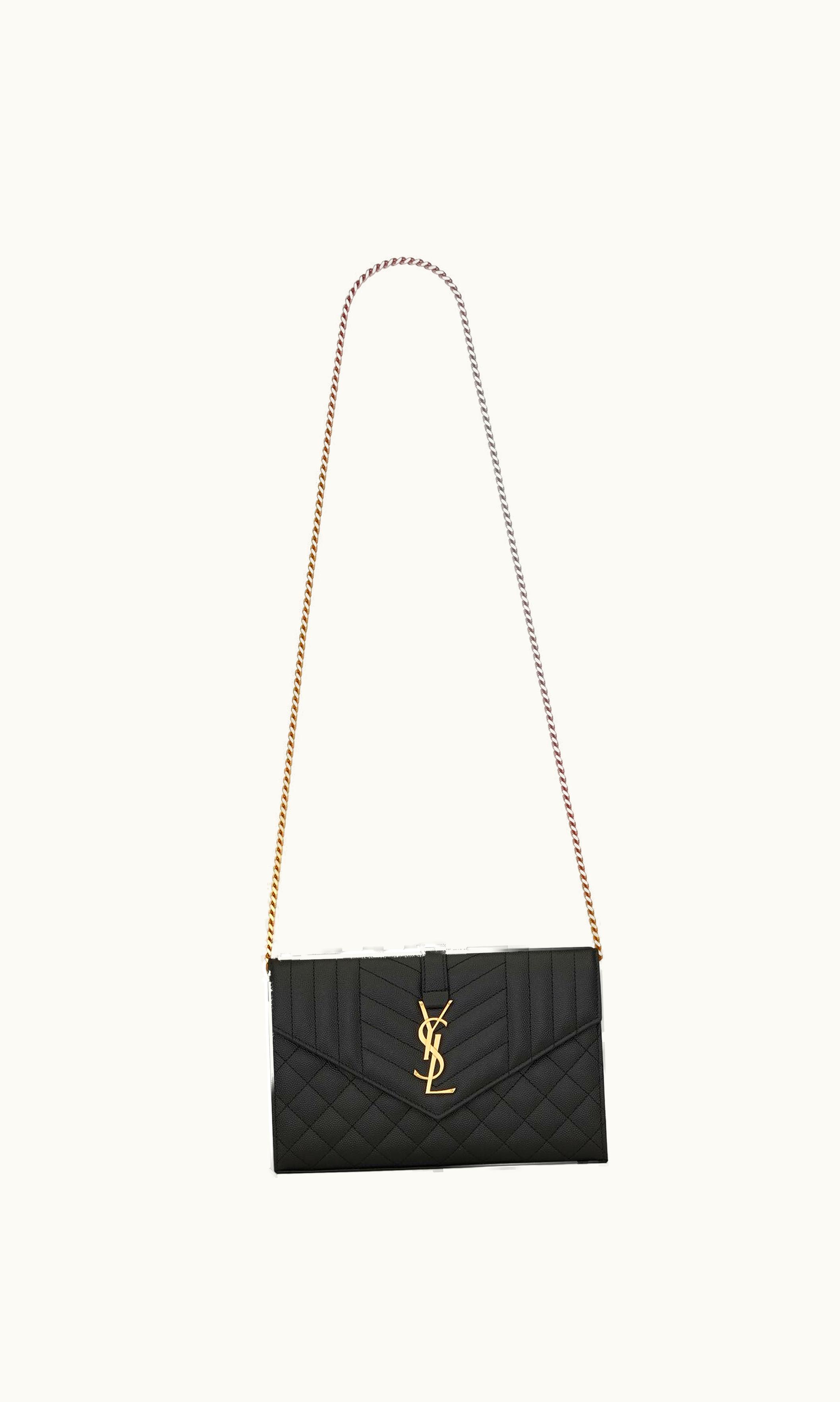 Saint Laurent Saint Laurent Envelope Chain Wallet In Mix Matelassé Grain De Poudre Embossed Leather UZ0158464