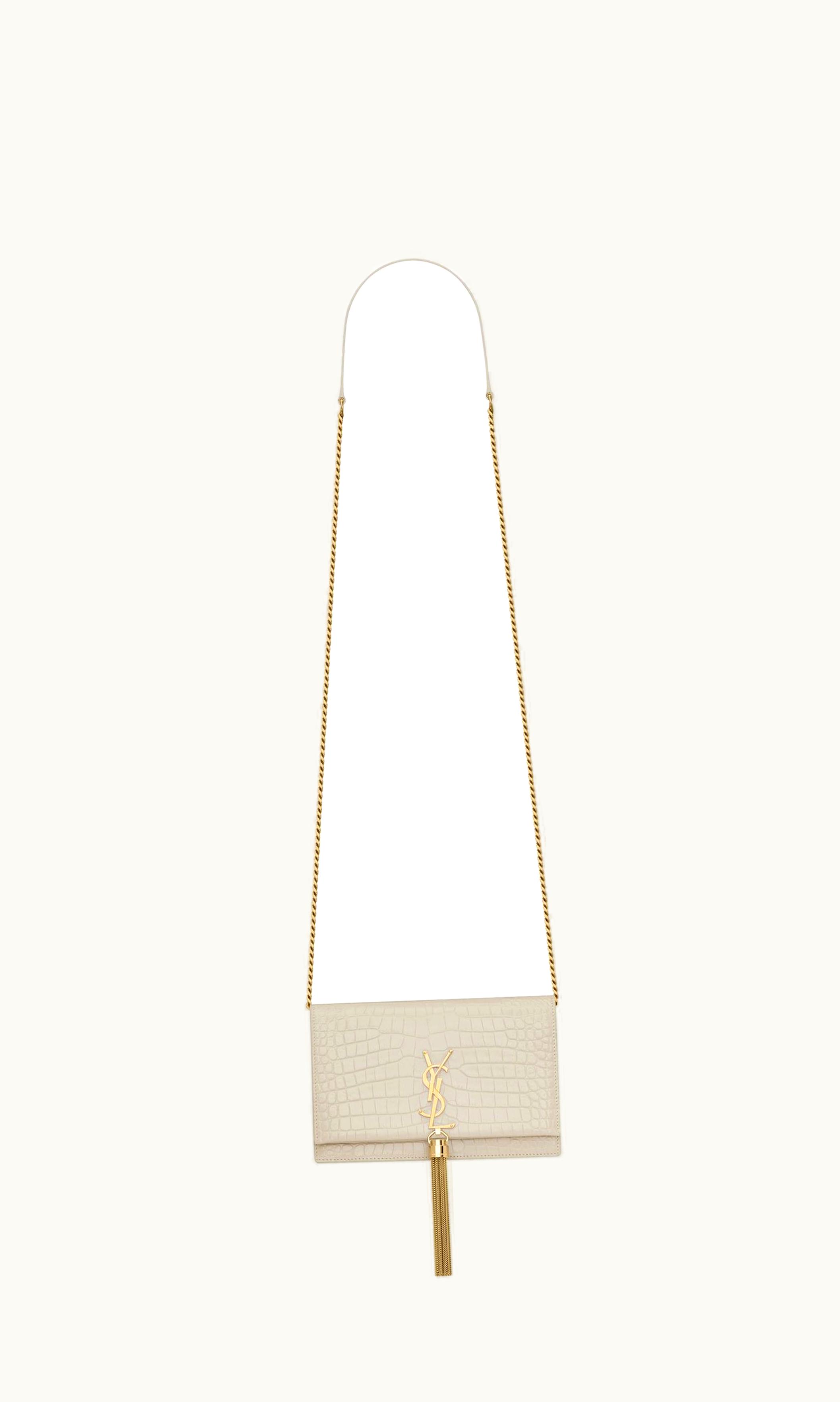 Saint Laurent Saint Laurent Kate Chain Wallet With Tassel In Crocodile-Embossed Shiny Leather UZ0158476