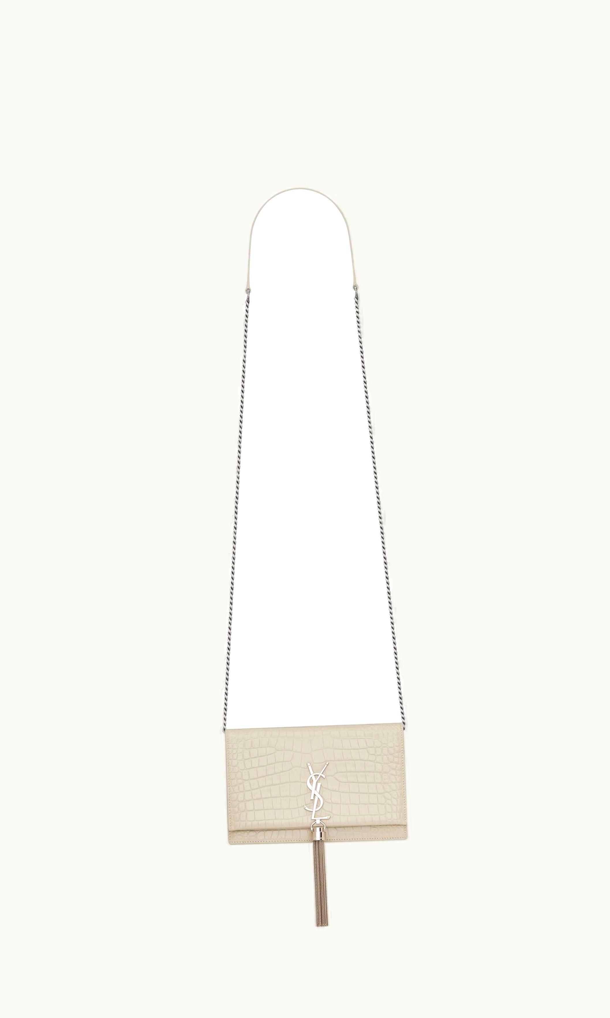 Saint Laurent Saint Laurent Kate Chain Wallet With Tassel In Crocodile-Embossed Leather