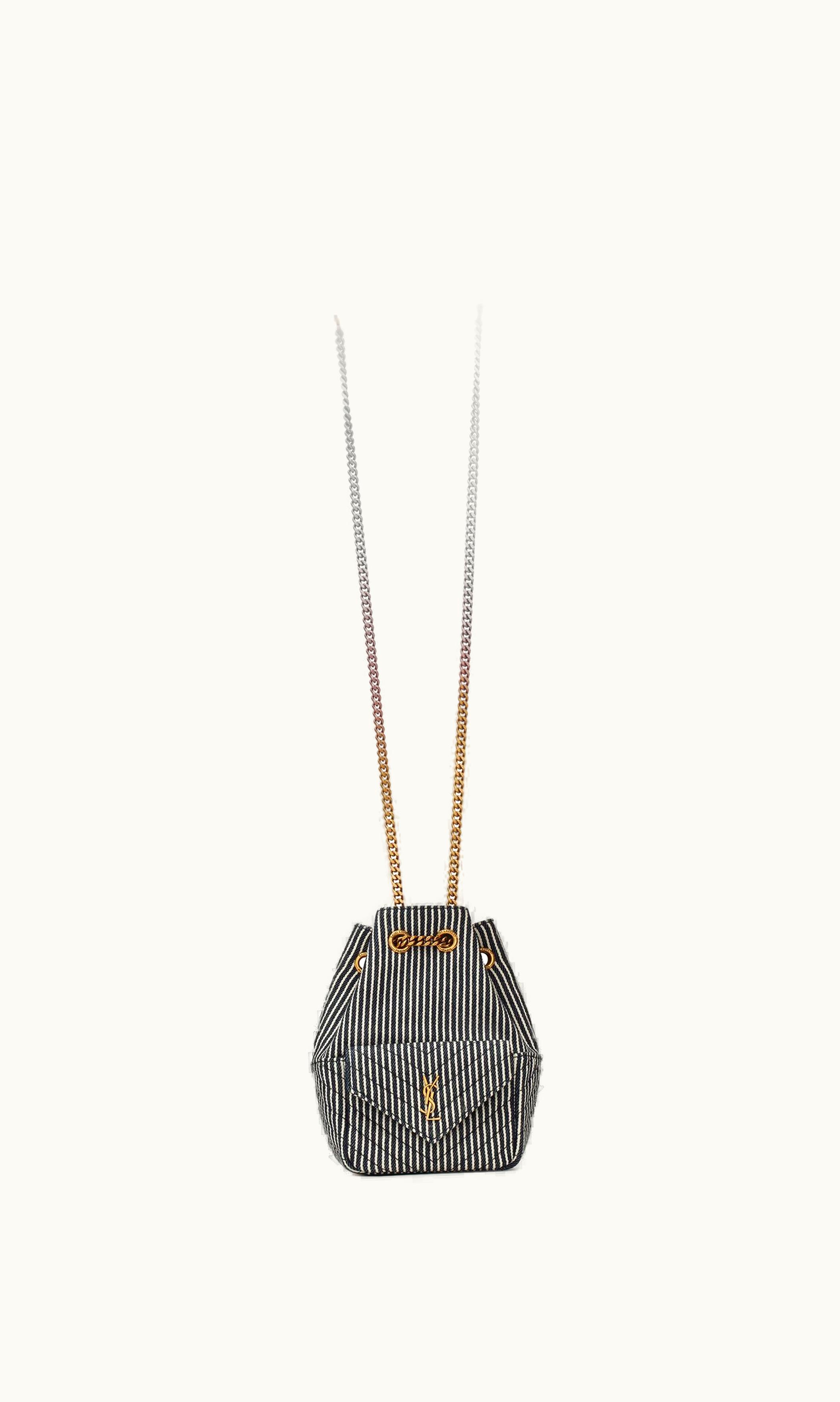Saint Laurent Saint Laurent Joe Mini Bucket Bag In Micro Stripped Denim